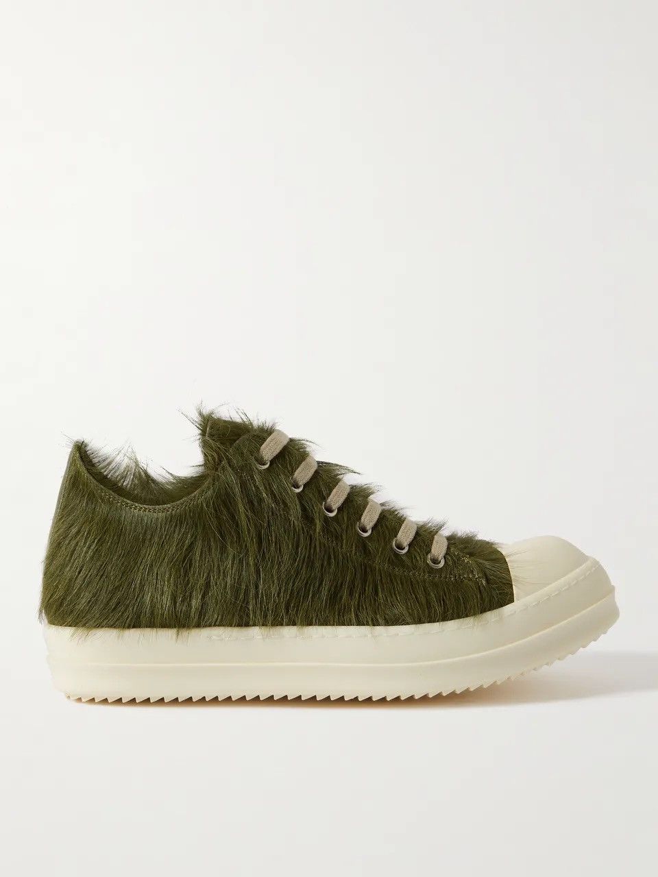 image of Rick Owens Fw21 Calf Hair Pony Hair Ramone Lows Green 43 Shoes, Men's (Size 10)