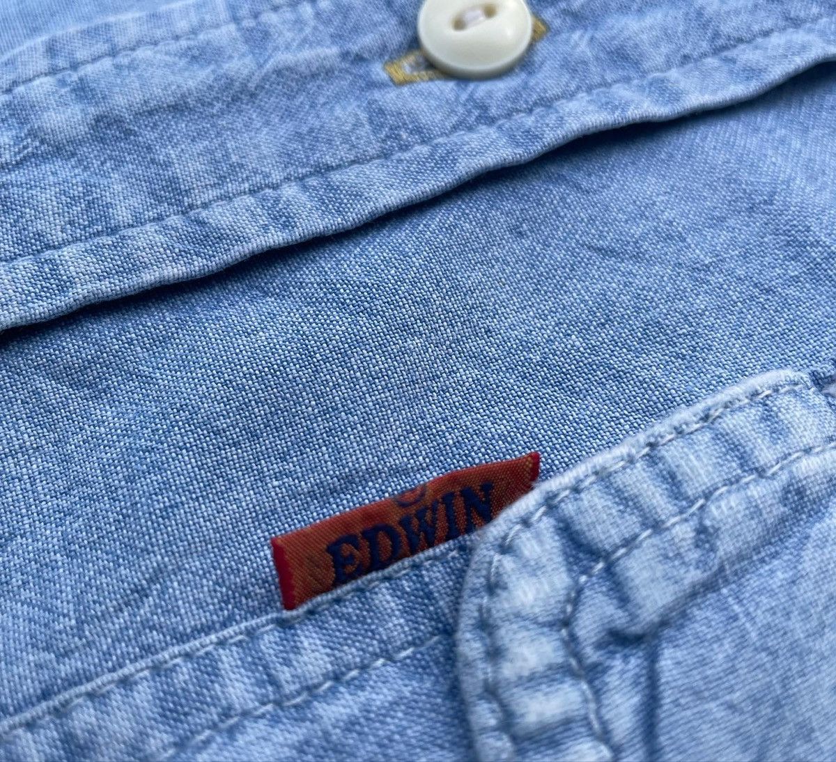 Edwin Vintage Edwin 503 Orange Tag Chambary Shirt Size US XL / EU 56 / 4 - 7 Thumbnail