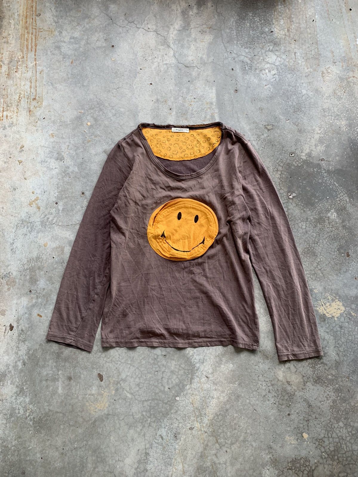 image of Vintage Distressed Sun Faded Smile 3D Pocket Kapital Style in Brown, Men's (Size Small)