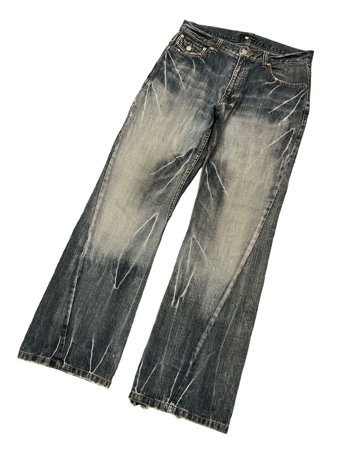 Japanese Brand × Vintage FLARED💥JAPANESE BRAND DISTRESSED TWIST DENIM PANT Size US 31 - 5 Thumbnail