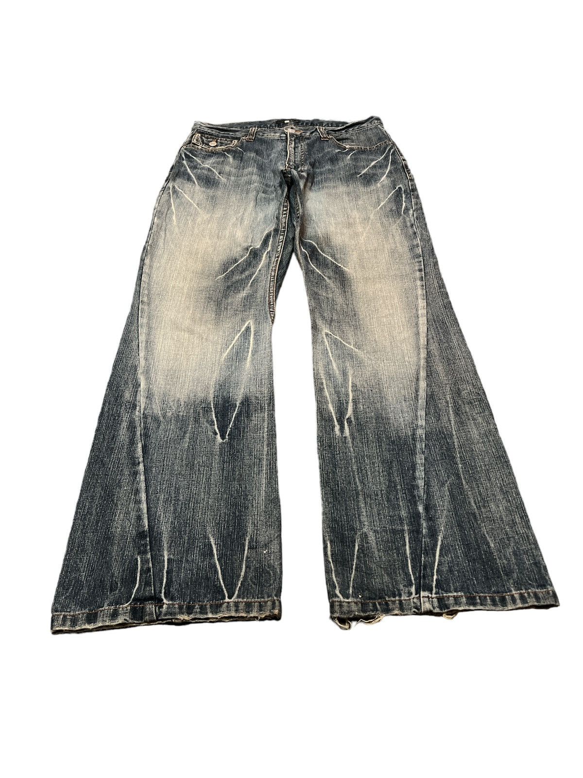 Japanese Brand × Vintage FLARED💥JAPANESE BRAND DISTRESSED TWIST DENIM PANT Size US 31 - 2 Thumbnail