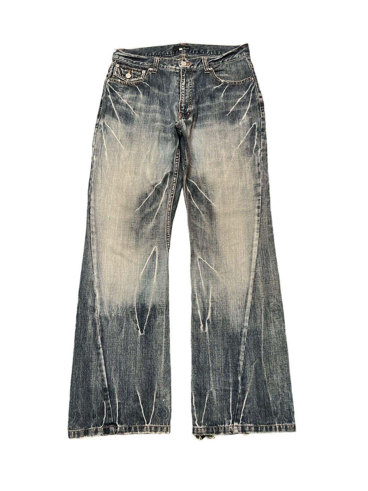 Japanese Brand × Vintage FLARED💥JAPANESE BRAND DISTRESSED TWIST DENIM PANT Size US 31 - 1 Thumbnail