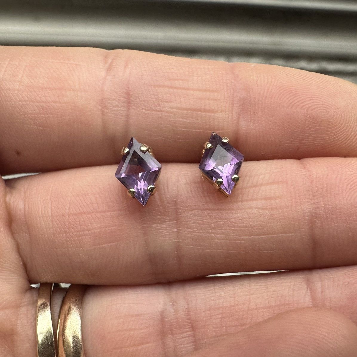 Jewelry 14k Yellow Gold Kite Amethyst Earrings Size ONE SIZE - 2 Thumbnail