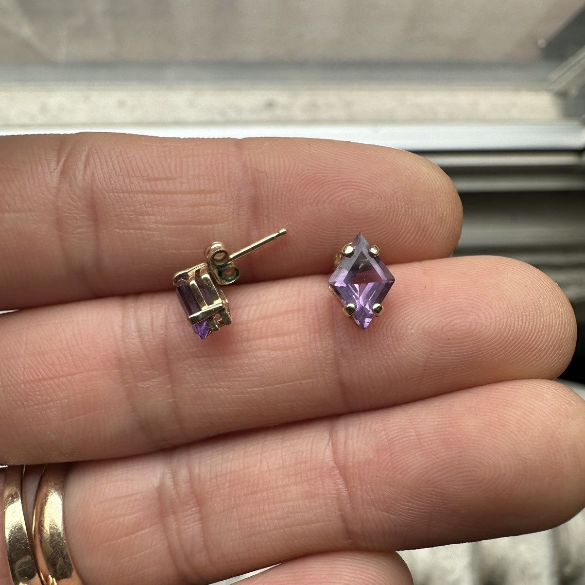 Jewelry 14k Yellow Gold Kite Amethyst Earrings Size ONE SIZE - 5 Thumbnail