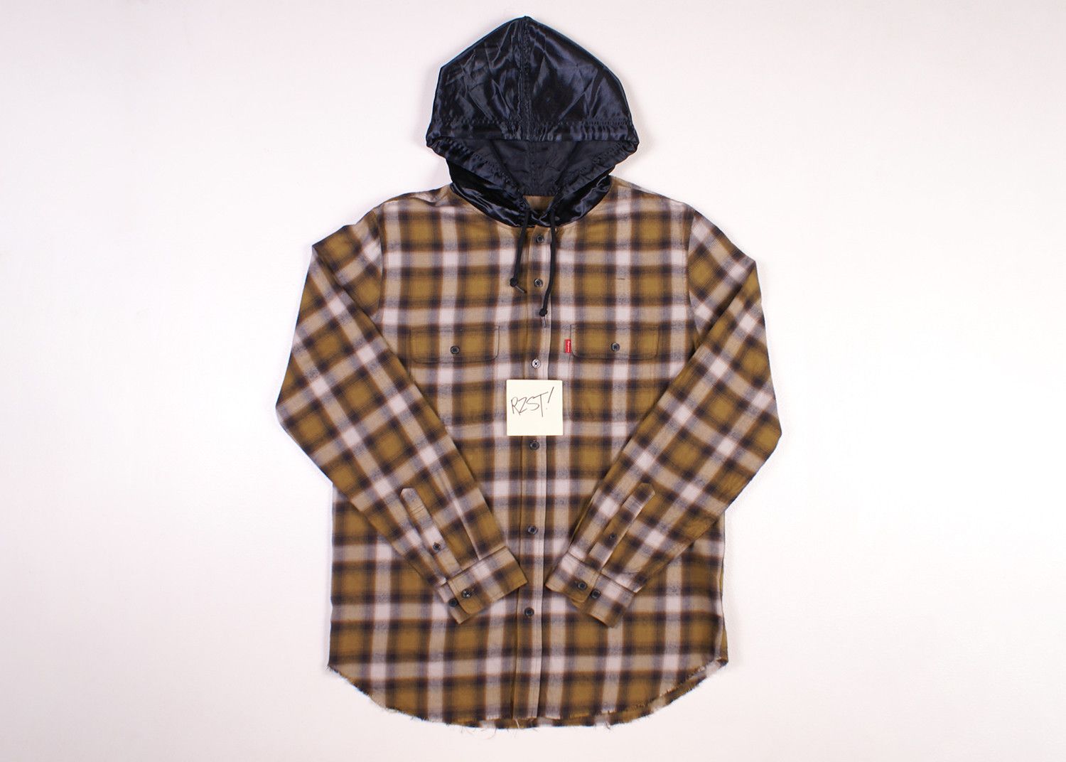 image of 2015 Supreme x Undercover Satin Hooded Flannel Yellow Bear, Men's (Size Medium)