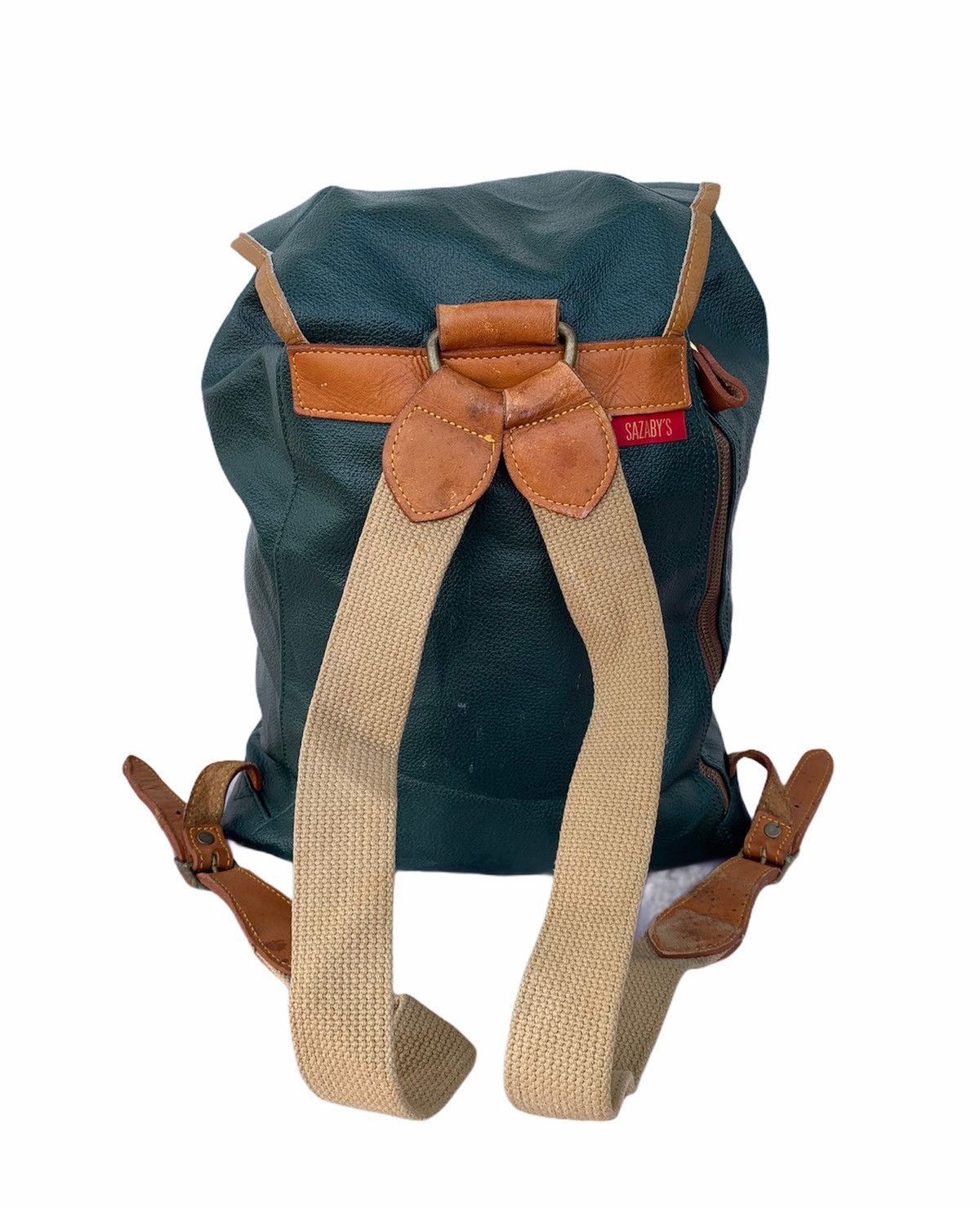 Genuine Leather 🇯🇵 Vintage SAZABY'S Leather Green Backpack Japan Size ONE SIZE - 5 Thumbnail