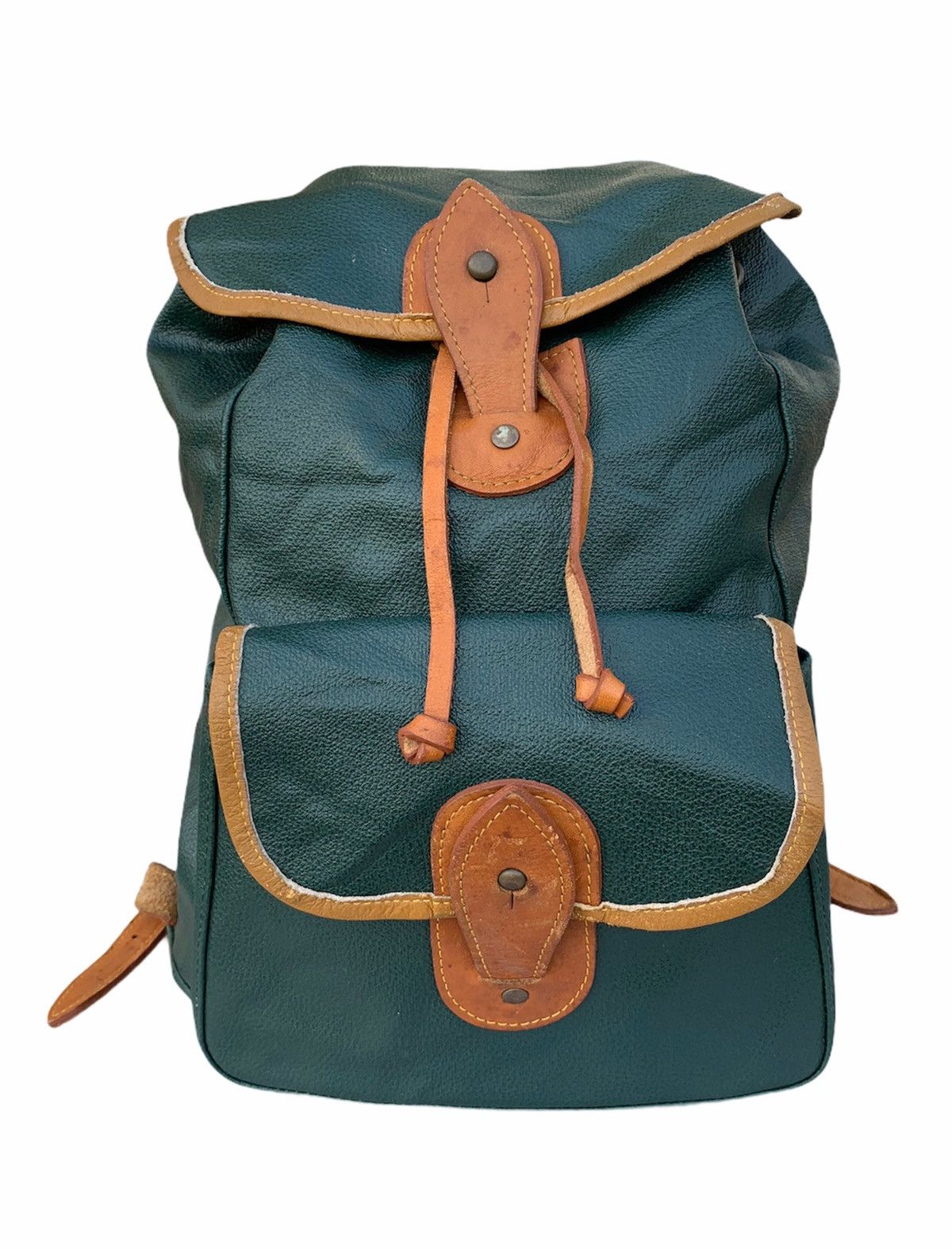 Genuine Leather 🇯🇵 Vintage SAZABY'S Leather Green Backpack Japan Size ONE SIZE - 2 Thumbnail