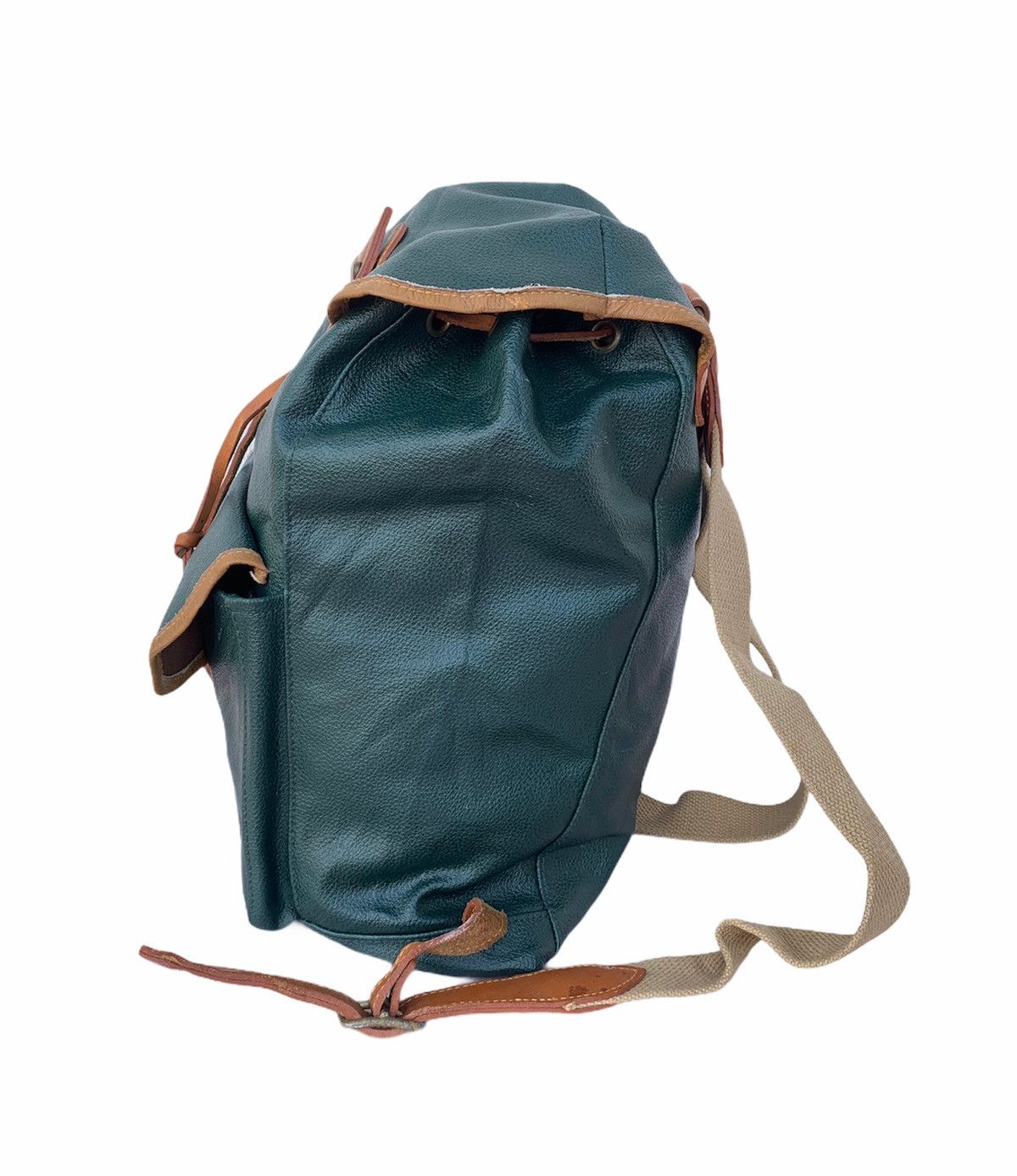 Genuine Leather 🇯🇵 Vintage SAZABY'S Leather Green Backpack Japan Size ONE SIZE - 4 Thumbnail