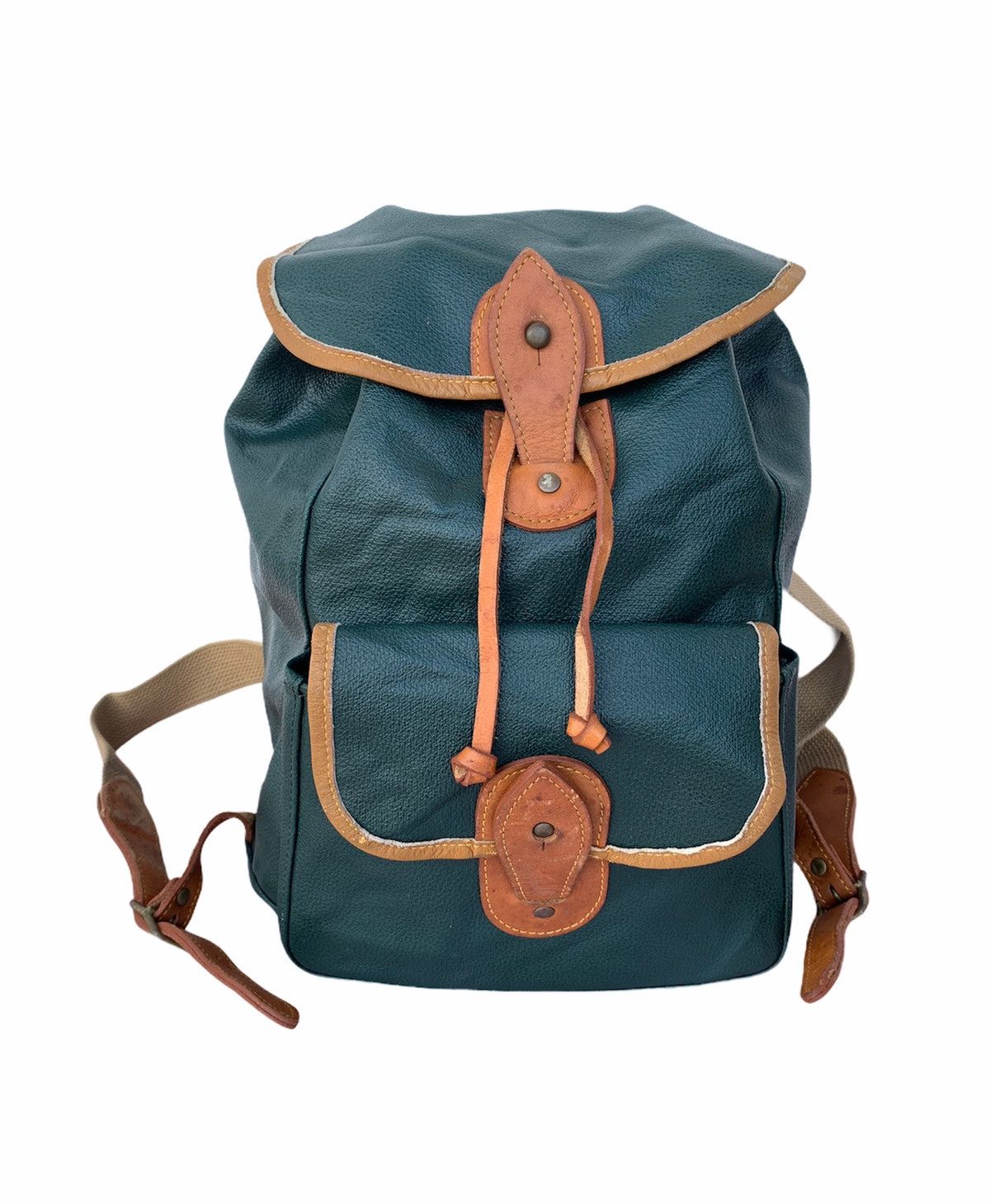 🇯🇵 Vintage SAZABY'S Leather Green Backpack Japan