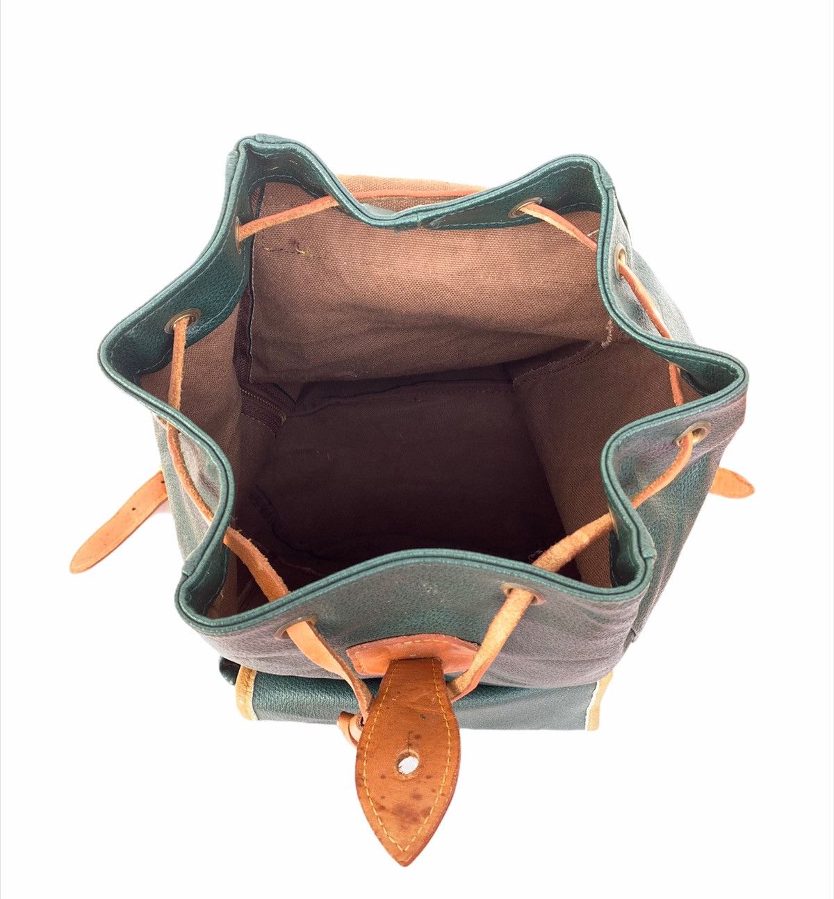 Genuine Leather 🇯🇵 Vintage SAZABY'S Leather Green Backpack Japan Size ONE SIZE - 7 Thumbnail