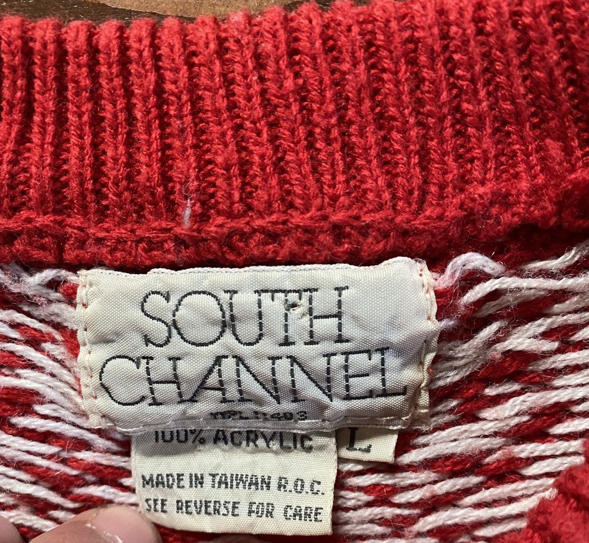 Vintage Vintage 80’s South Channel Geometric Design Knit Sweater Size US L / EU 52-54 / 3 - 3 Thumbnail