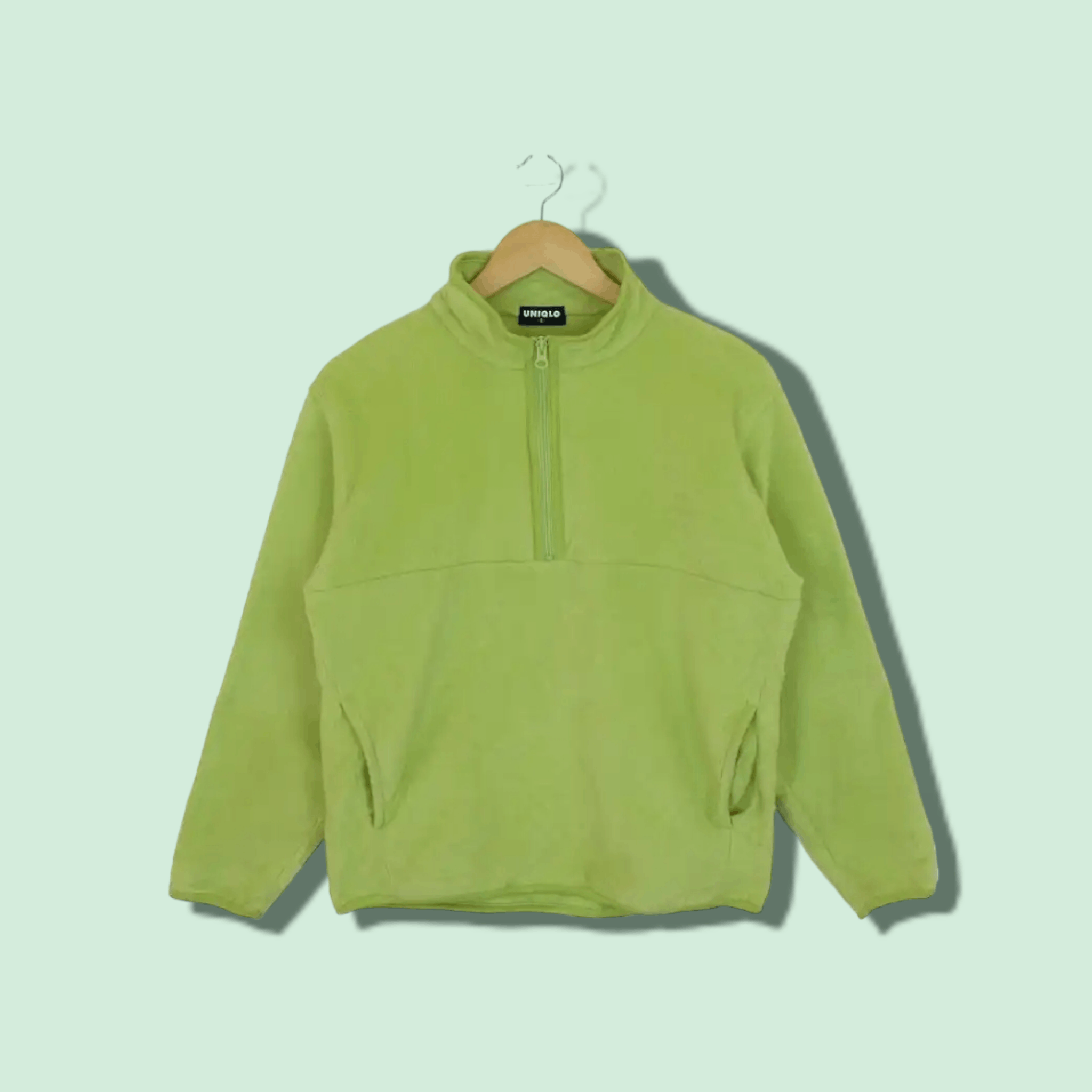 Japanese Brand × Uniqlo × Vintage Vintage 90's UNIQLO Green Fleece Jumper Sweatshirt Size US S / EU 44-46 / 1 - 1 Thumbnail