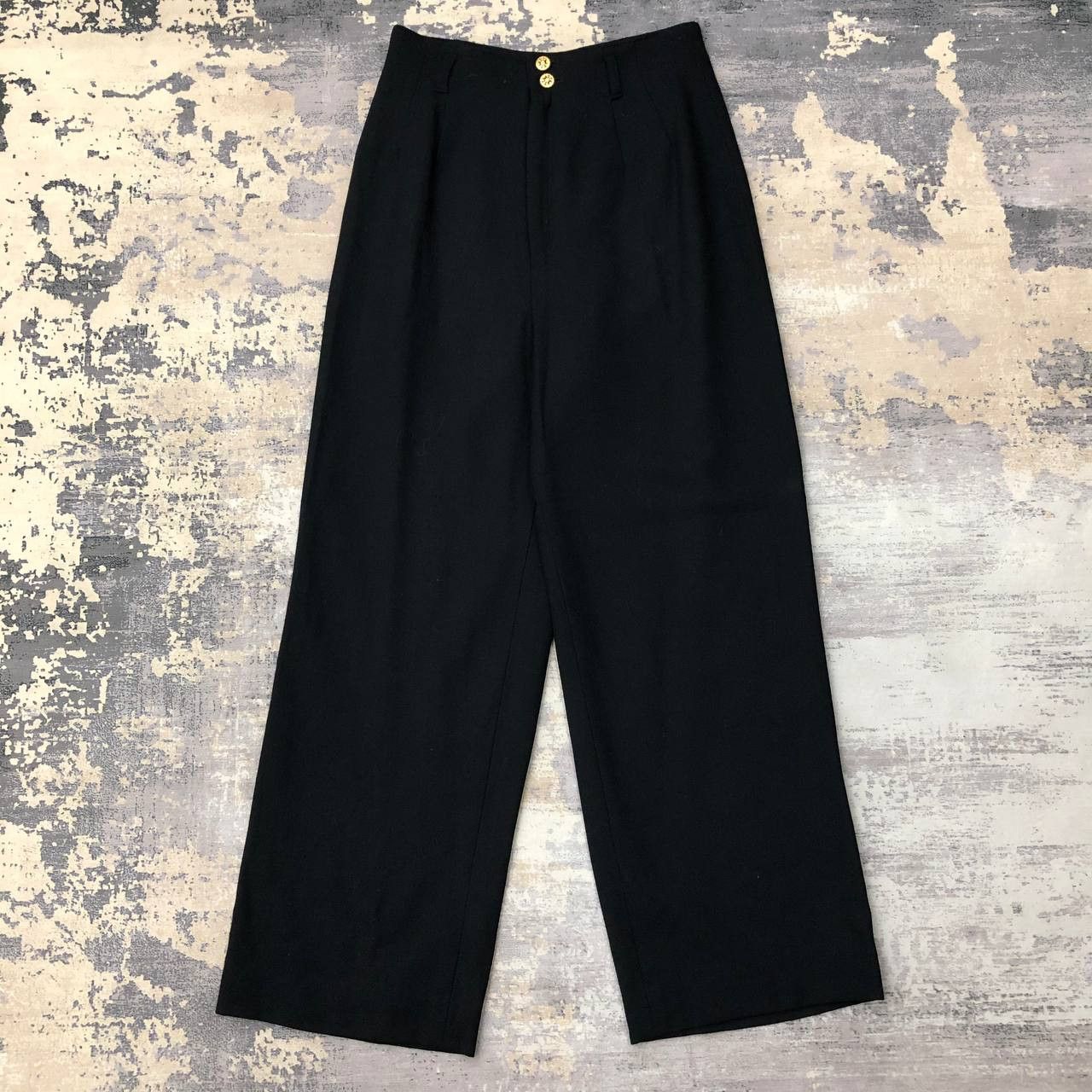 Vintage P569 VTG 100% WOOL HIGH WAIST FLARED BAGGY PANTS Size 26" / US 2 / IT 38 - 1 Thumbnail