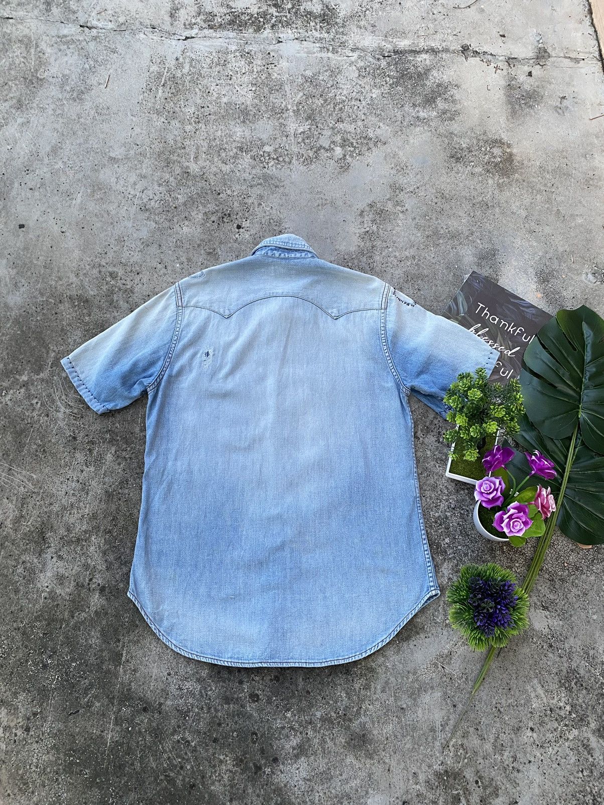 Blue Blue Japan × Japanese Brand Vintage Blue Blue Japan Patch Work Distressed Buttun Up Size US S / EU 44-46 / 1 - 9 Thumbnail