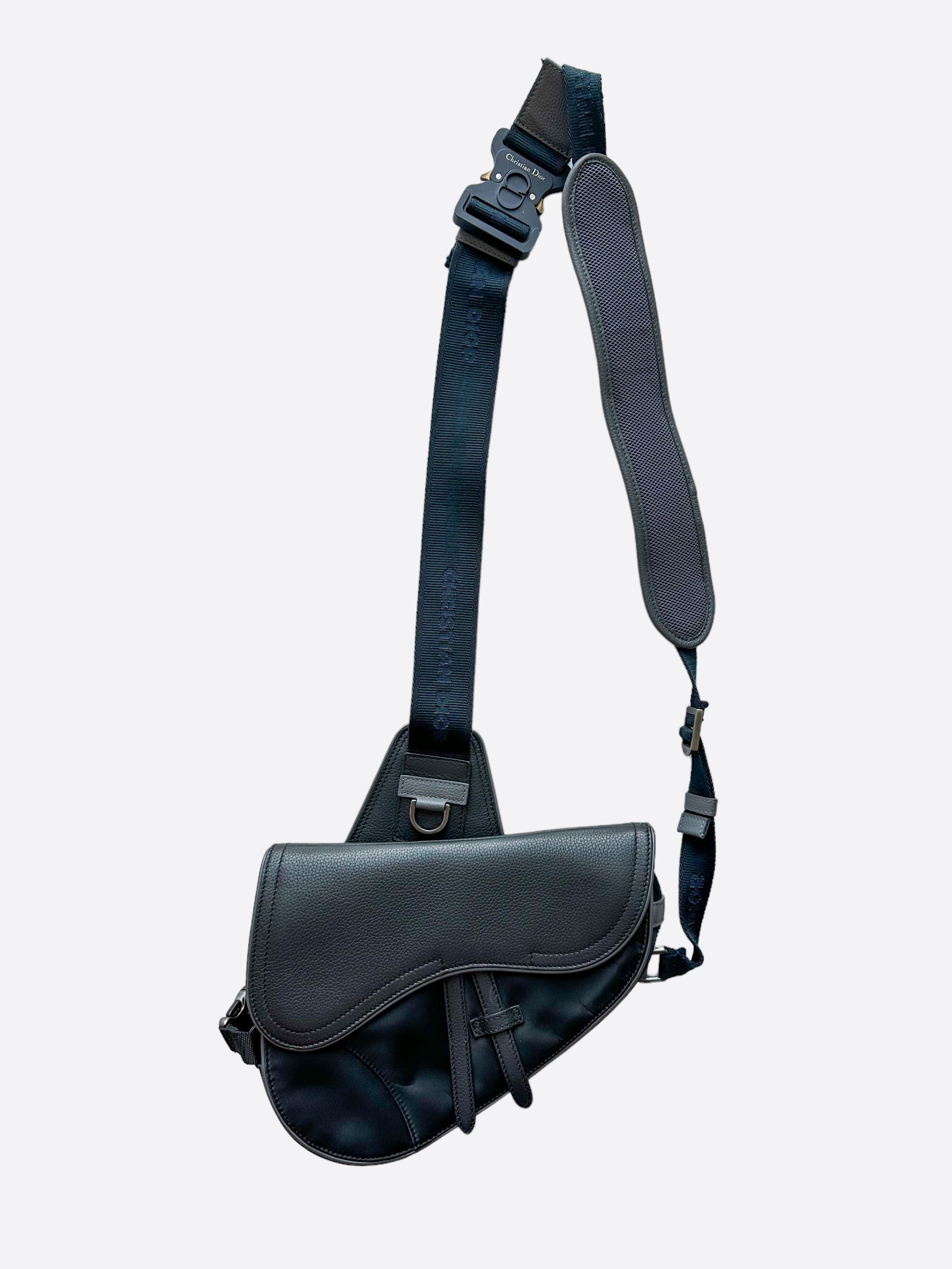 Pre-owned Dior Sacai Black Calfskin Saddle Bag