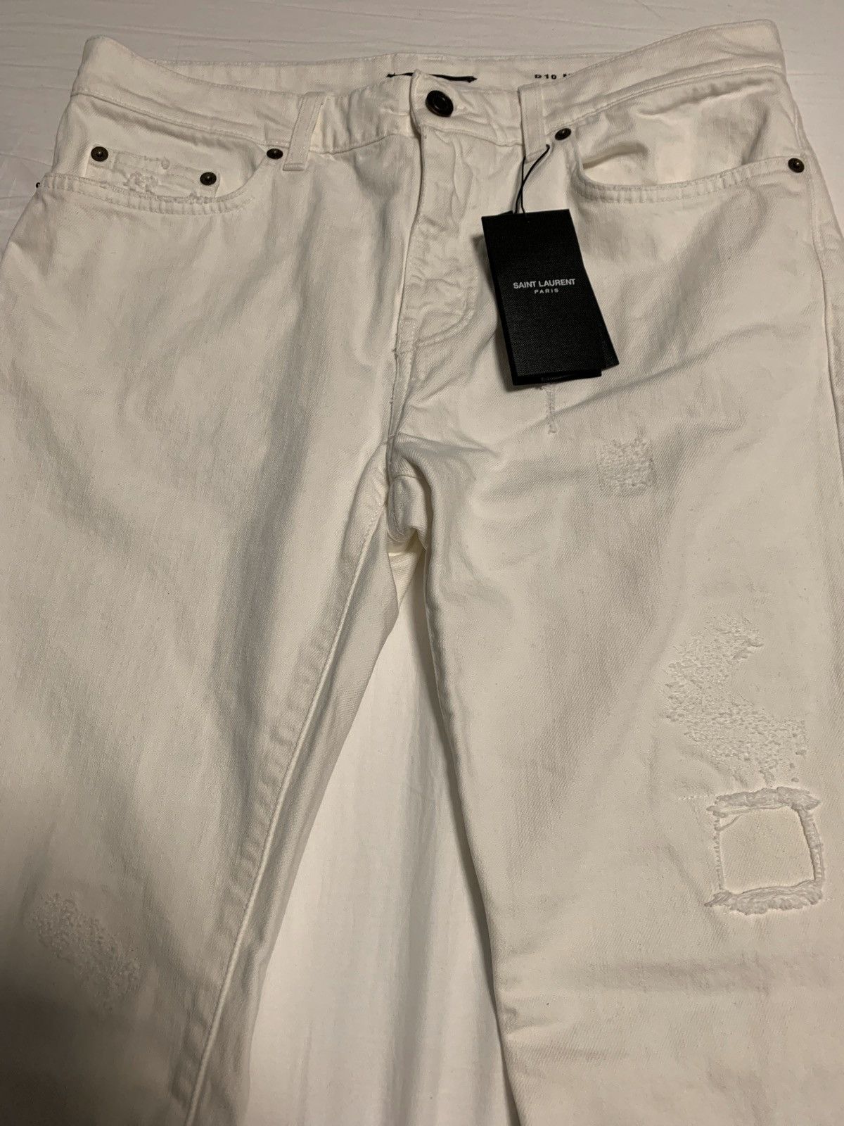 Saint Laurent Paris Skinny-Fit 15cm Hem Distressed Denim Jeans Size US 32 / EU 48 - 1 Thumbnail