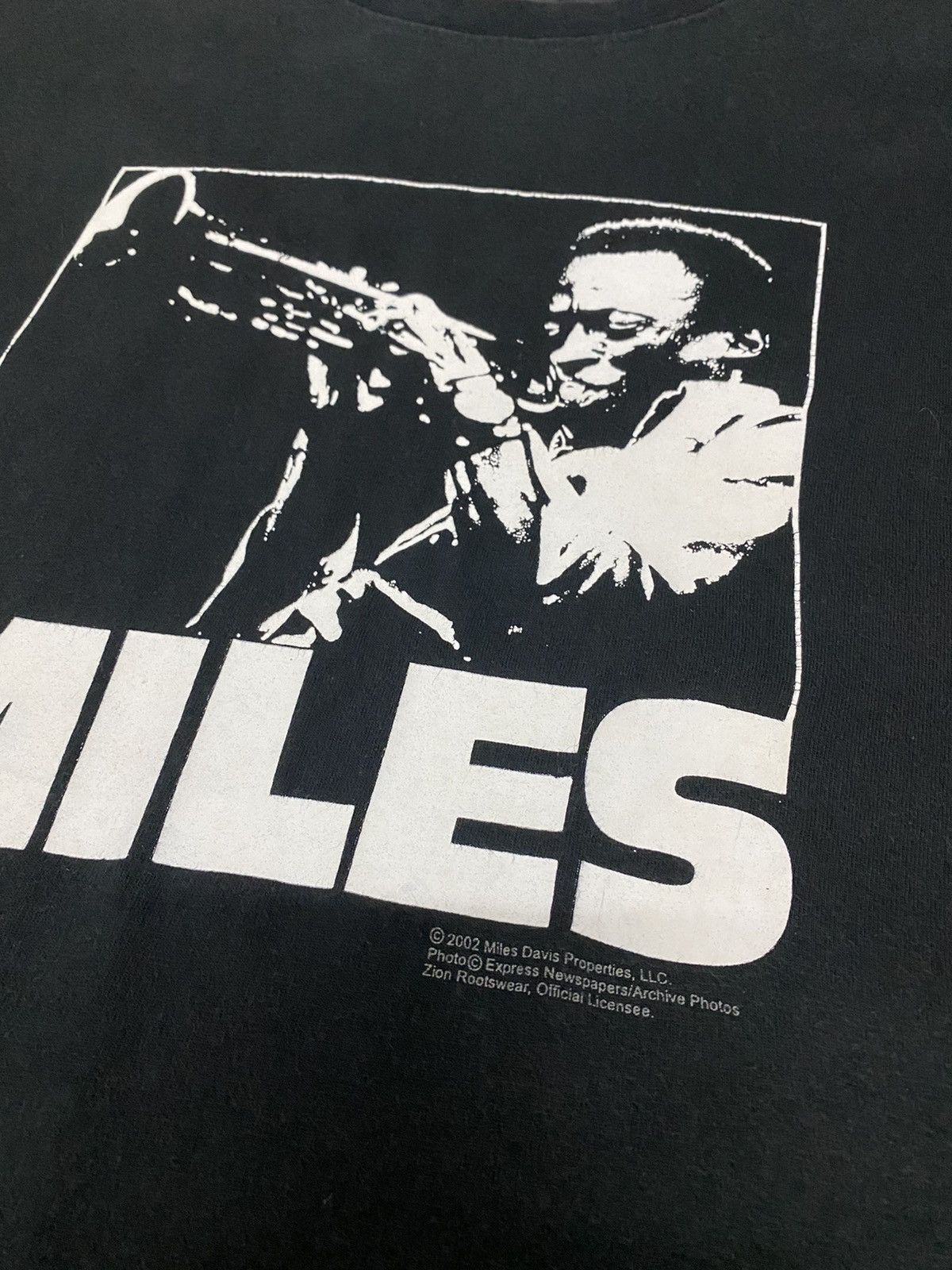 image of Band Tees x Rock Band Vintage Sunfaded Miles Davis Tee in Black, Men's (Size Medium)