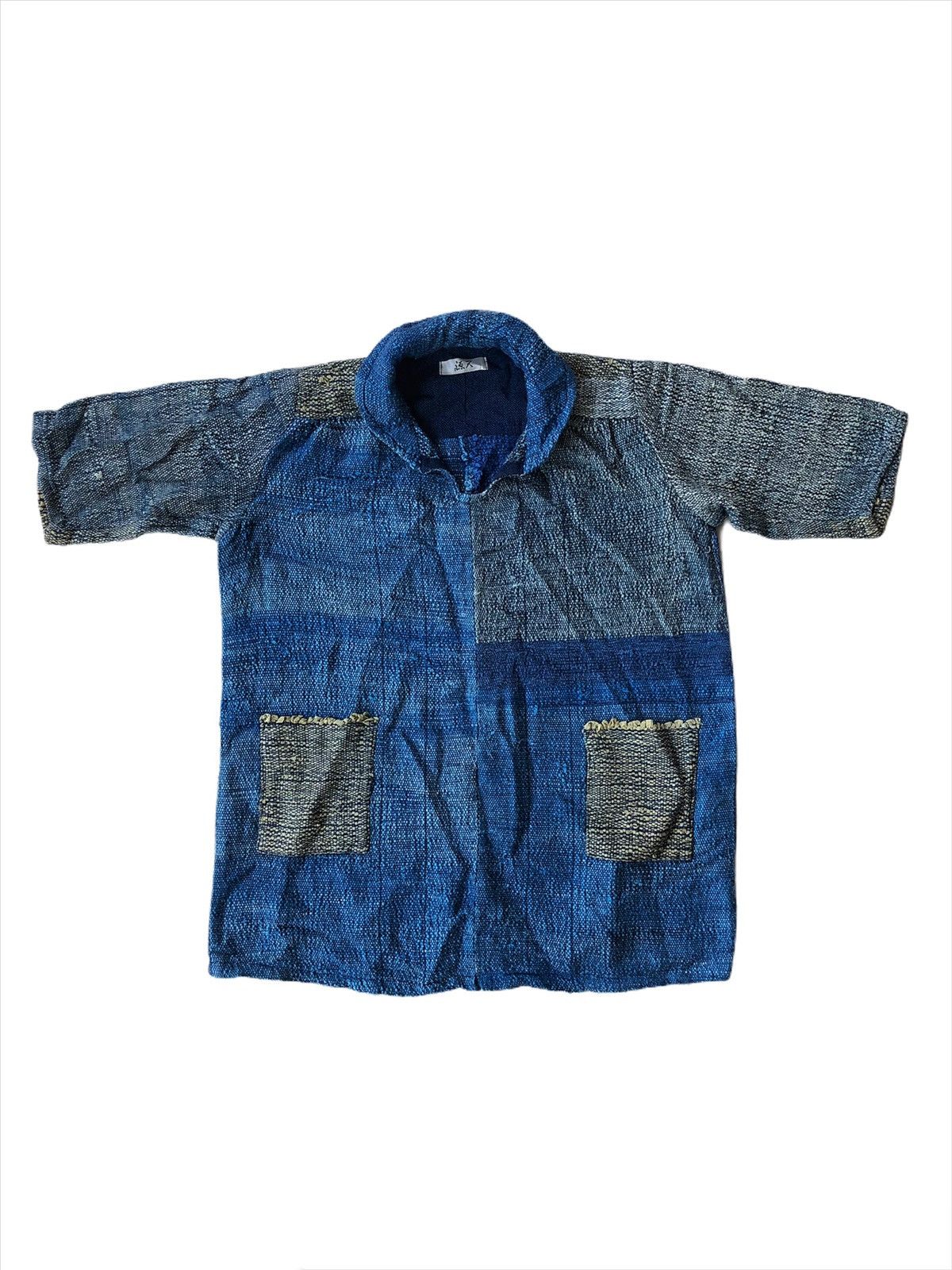 Indigo RARE🔥80s 🇯🇵 Indigo Woven Patchwork Katmandu Shirt Size US L / EU 52-54 / 3 - 2 Thumbnail