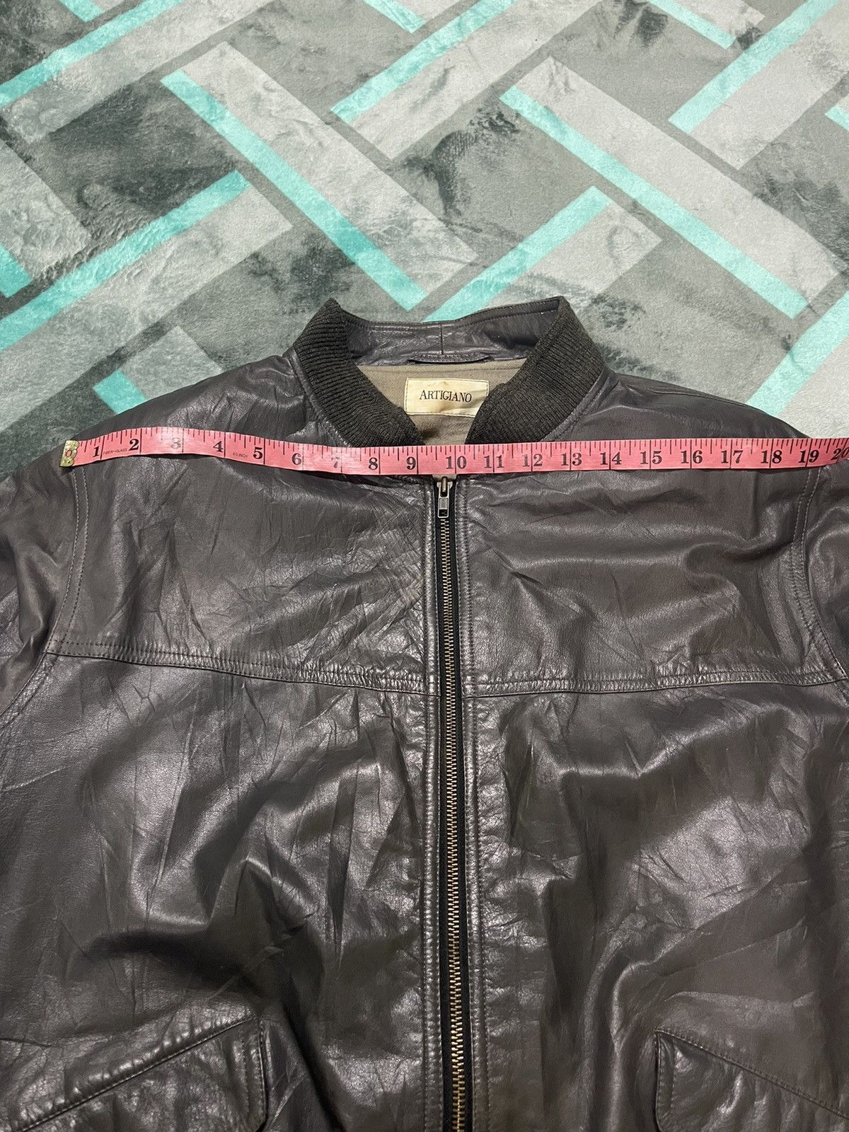 Vintage VINTAGE ARTIGIANO LEATHER BOMBER JACKETJ Size US L / EU 52-54 / 3 - 17 Thumbnail
