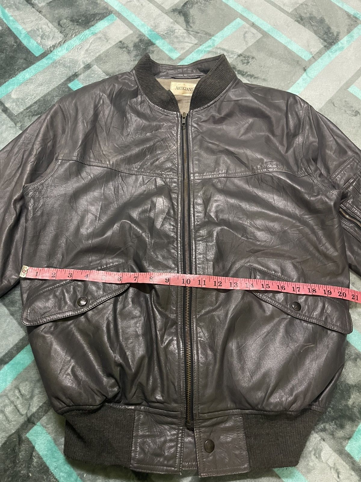 Vintage VINTAGE ARTIGIANO LEATHER BOMBER JACKETJ Size US L / EU 52-54 / 3 - 15 Thumbnail
