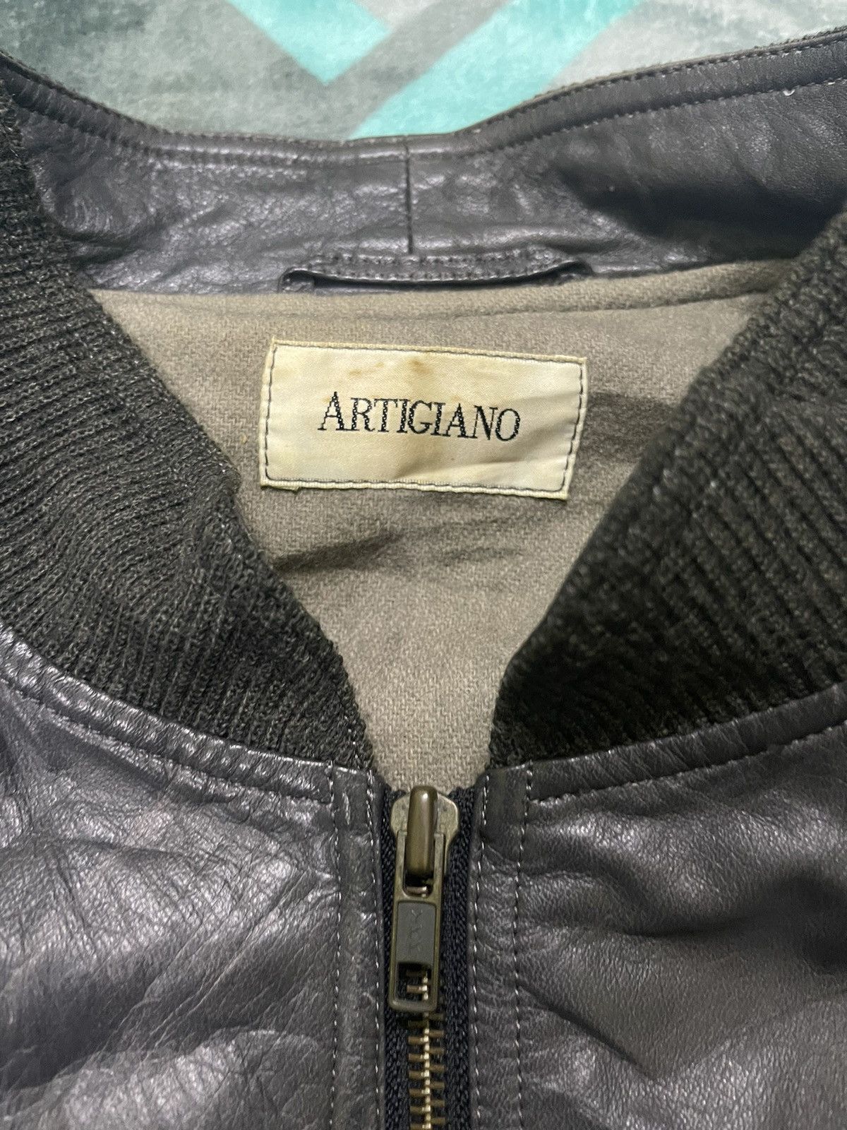 Vintage VINTAGE ARTIGIANO LEATHER BOMBER JACKETJ Size US L / EU 52-54 / 3 - 12 Thumbnail