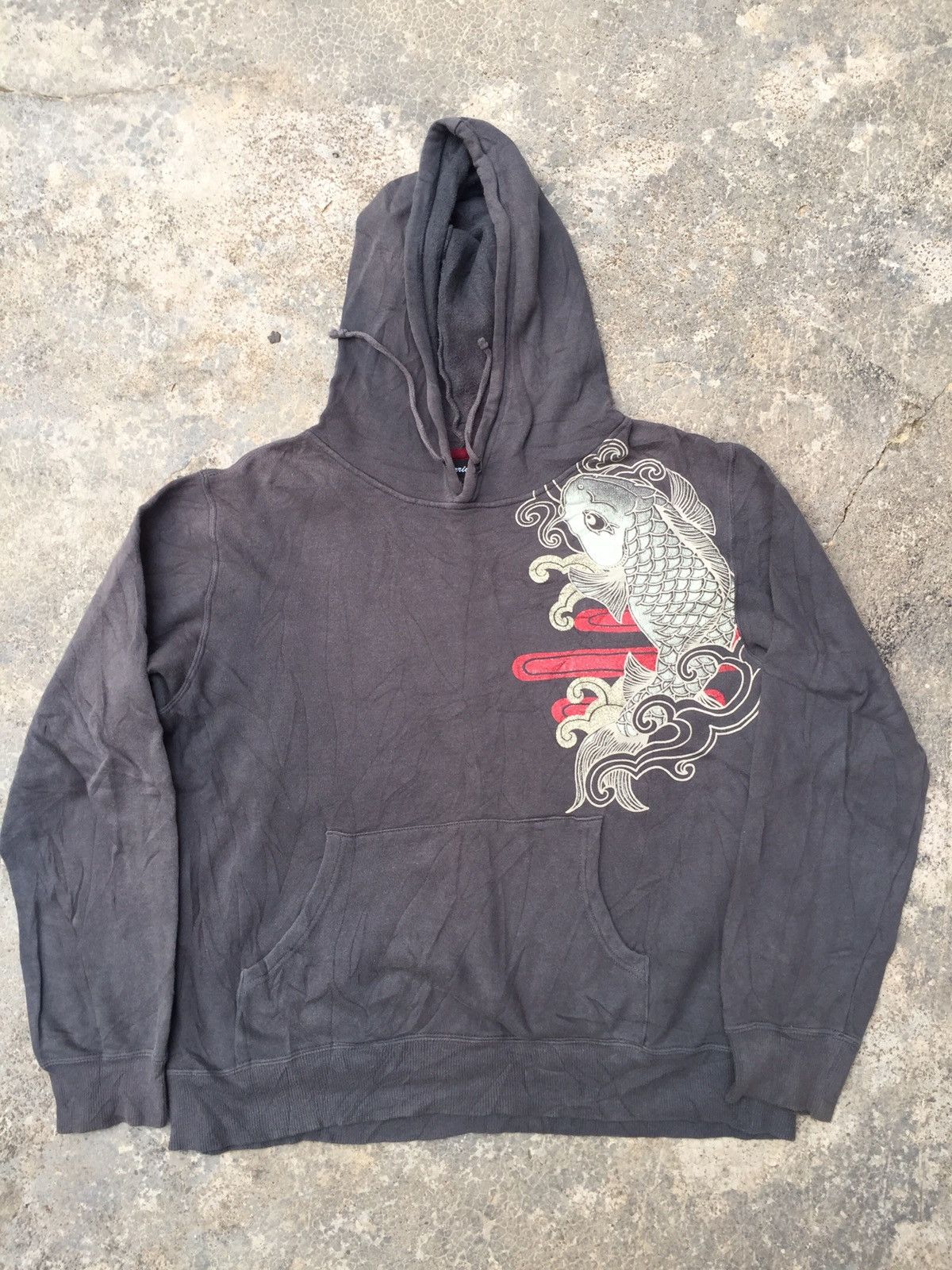 Japanese Brand 💥Japanese Classic Traditional Sukajan Hoodie Motive Fish Koi Size US L / EU 52-54 / 3 - 3 Thumbnail