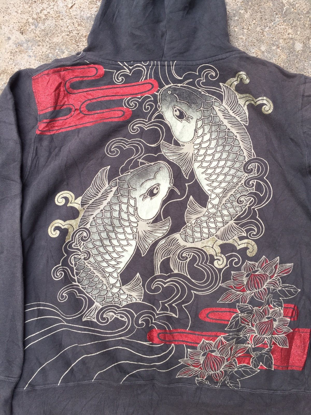 Japanese Brand 💥Japanese Classic Traditional Sukajan Hoodie Motive Fish Koi Size US L / EU 52-54 / 3 - 4 Thumbnail