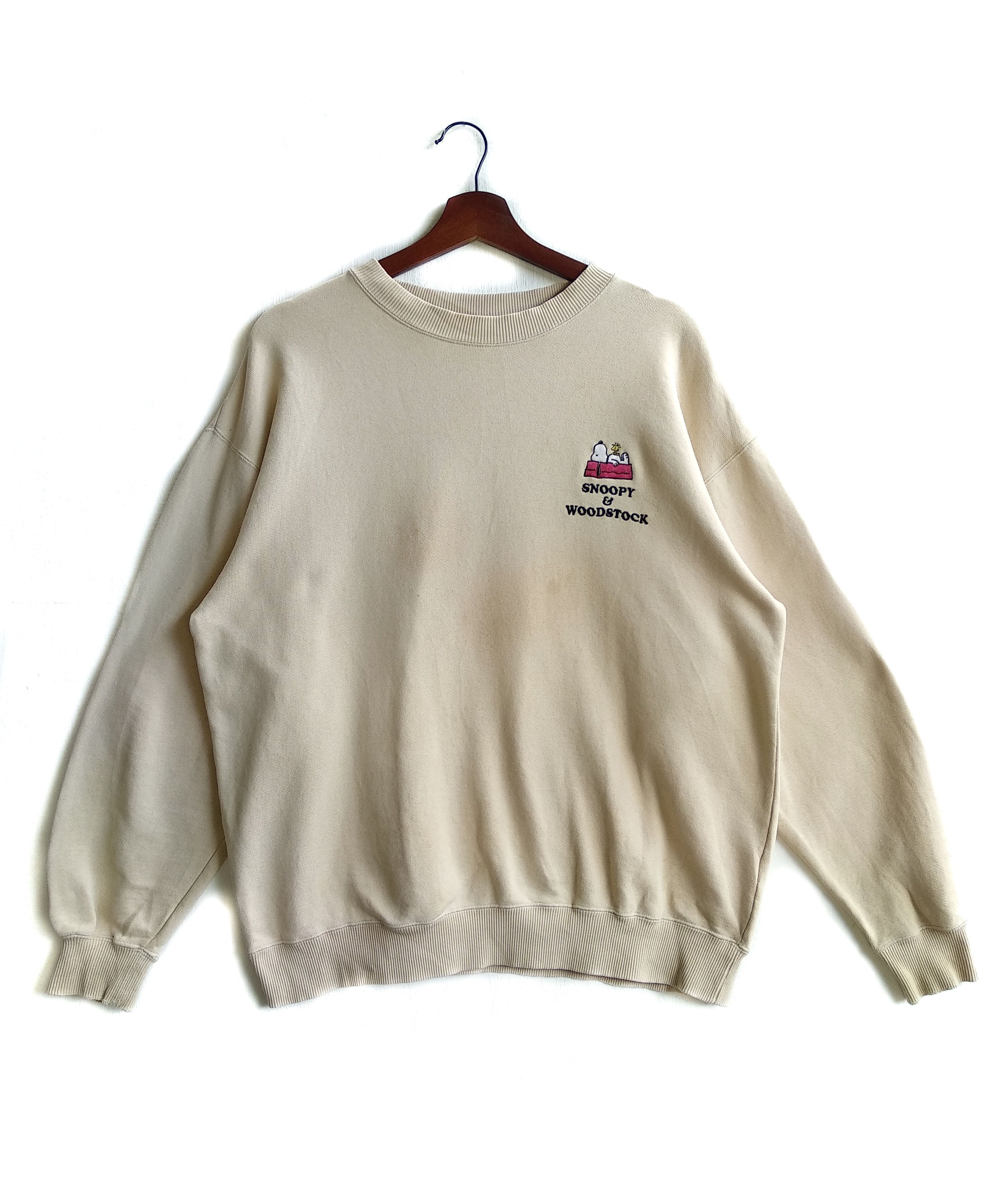 image of Made In USA x Peanuts Vintage Peanuts Woodstock Sweatshirt/size L in Cream, Men's (Size Large)