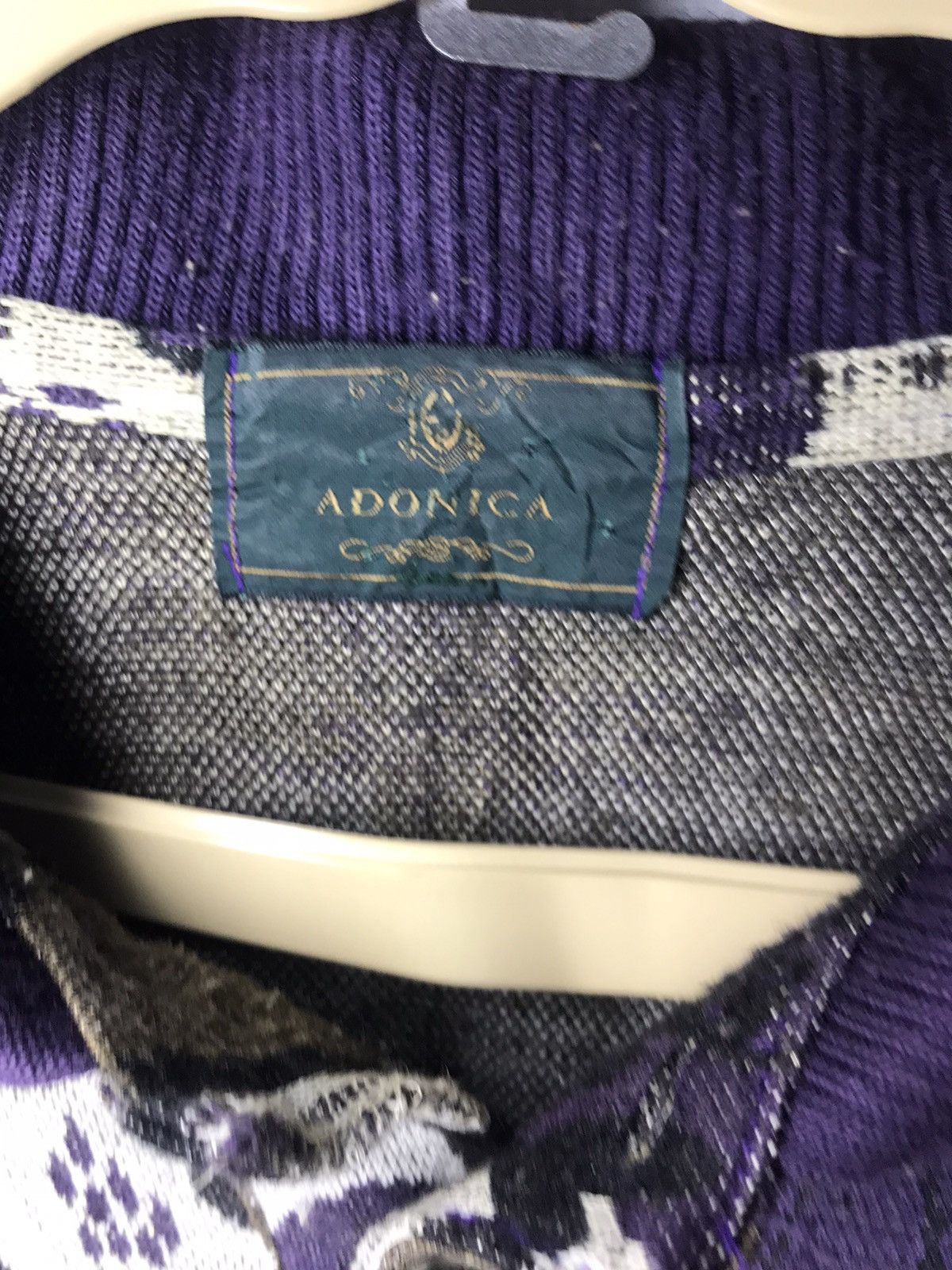 Japanese Brand × Vintage Vintage knit sweatshirt polo single pocket by adonica Size US M / EU 48-50 / 2 - 4 Thumbnail