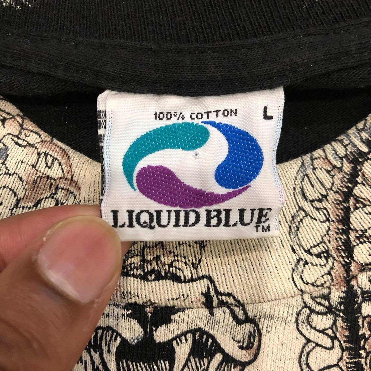 Liquid Blue Vintage 1993 Liquid Blue Medusa Skull T Shirt AOP USA Tee Size US L / EU 52-54 / 3 - 6 Thumbnail