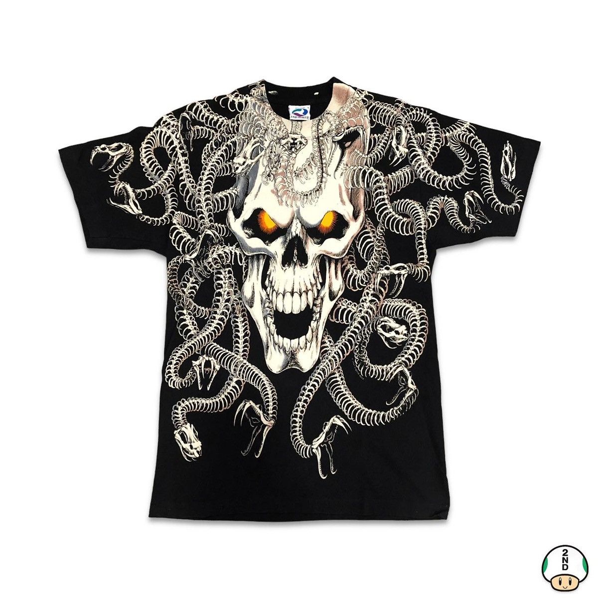 Liquid Blue Vintage 1993 Liquid Blue Medusa Skull T Shirt AOP USA Tee Size US L / EU 52-54 / 3 - 1 Thumbnail