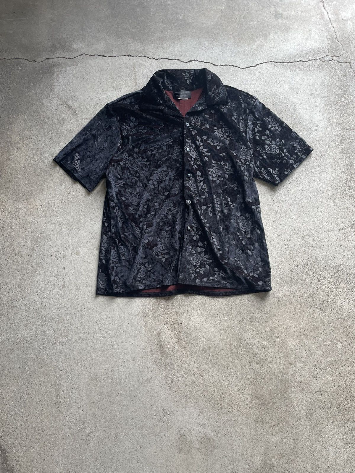 Vintage Tonal Floral Velvet Camp button up