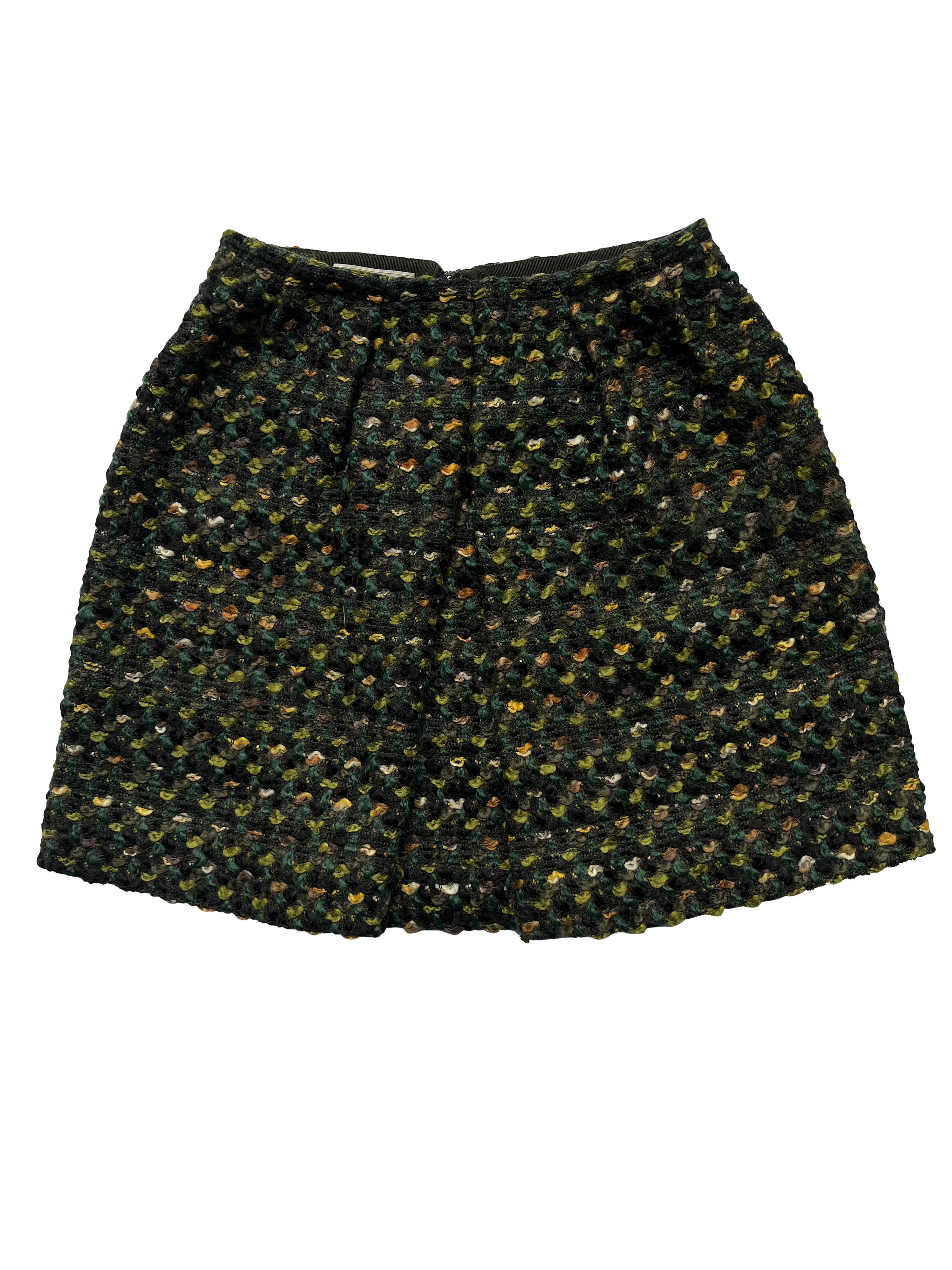 image of 2010 Prada Green Boucle Short Skirt, Women's (Size 26)