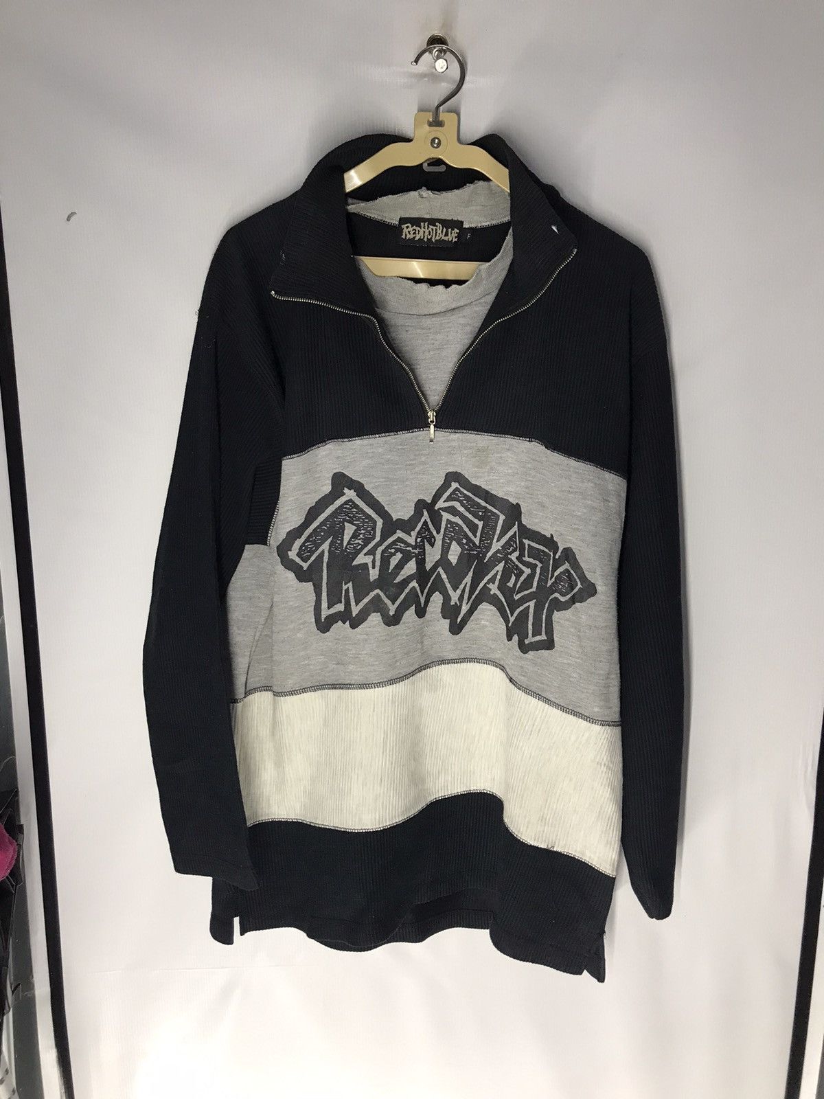 Japanese Brand Red hot blue sweatshirt half zipper double collar Size US L / EU 52-54 / 3 - 4 Thumbnail