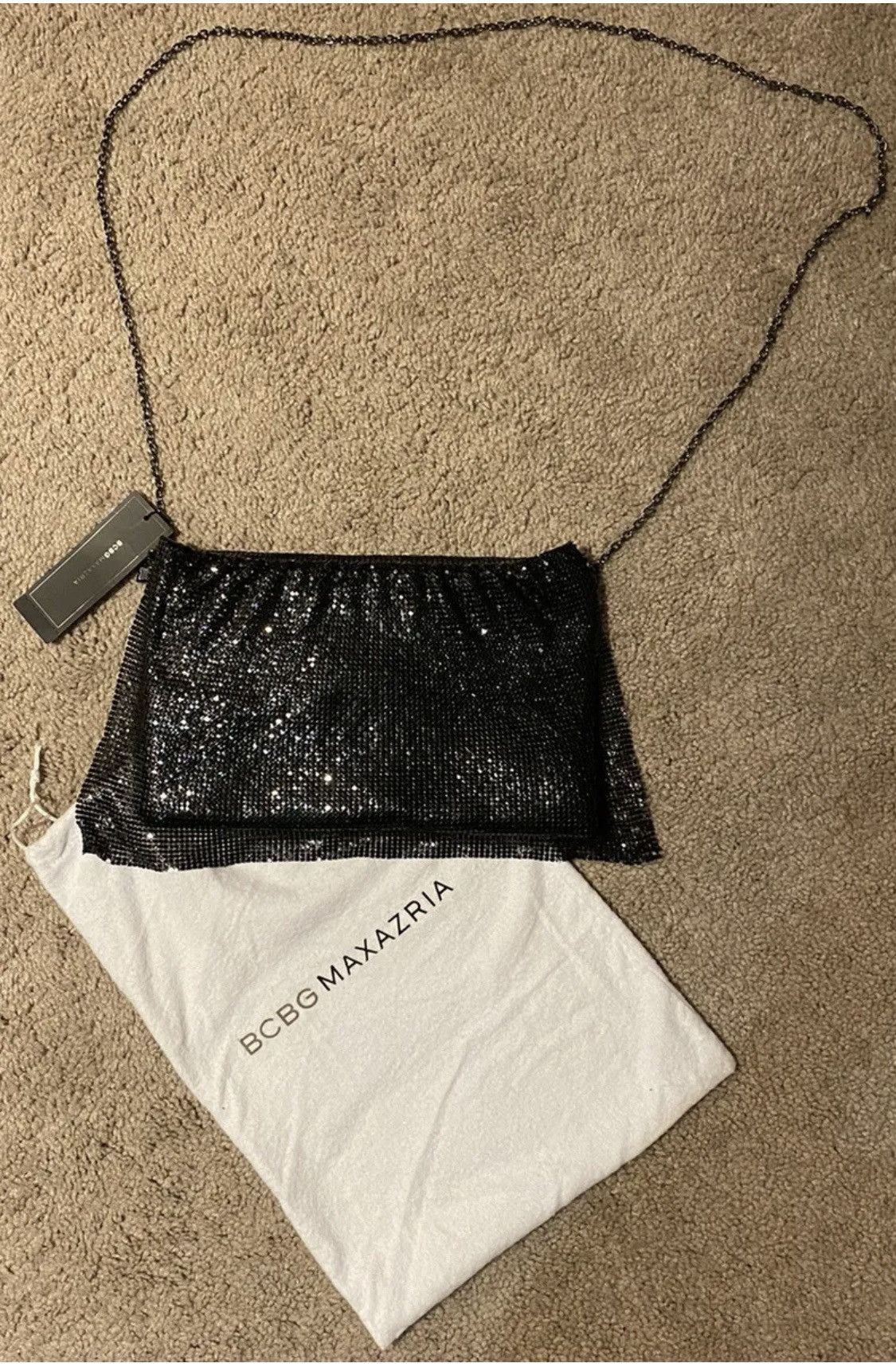 Bcbgmaxazria BCBGMAXAZRIA Abby Black Metallic Mesh Chain Purse NWT Size ONE SIZE - 1 Thumbnail