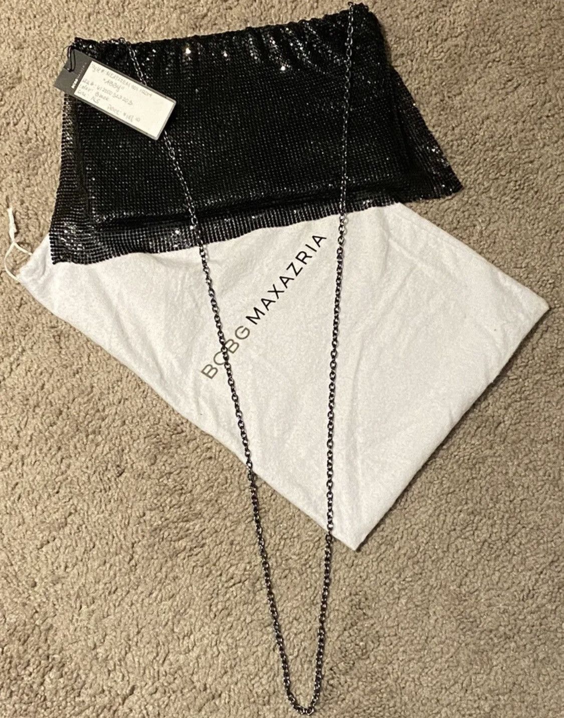 Bcbgmaxazria BCBGMAXAZRIA Abby Black Metallic Mesh Chain Purse NWT Size ONE SIZE - 2 Thumbnail