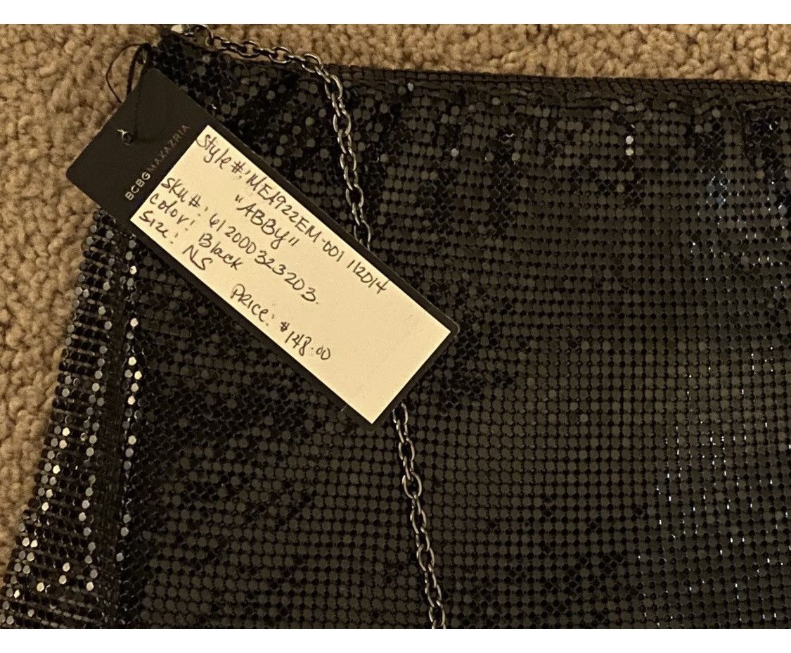 Bcbgmaxazria BCBGMAXAZRIA Abby Black Metallic Mesh Chain Purse NWT Size ONE SIZE - 3 Thumbnail
