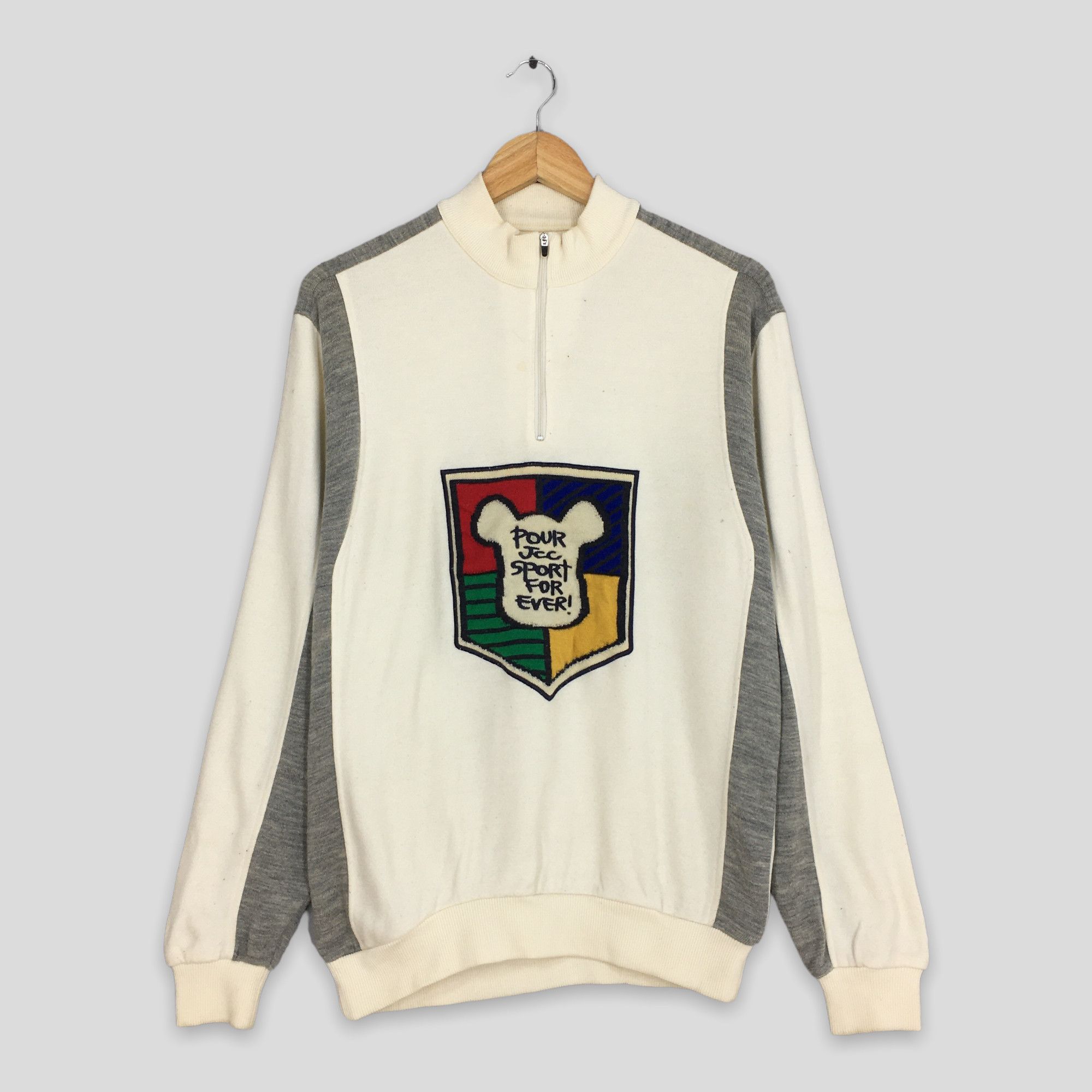 image of Jean Charles De Castelbajac x Vintage 90's Jc De Castelbajac Sports Zipper Sweater Medium in White/