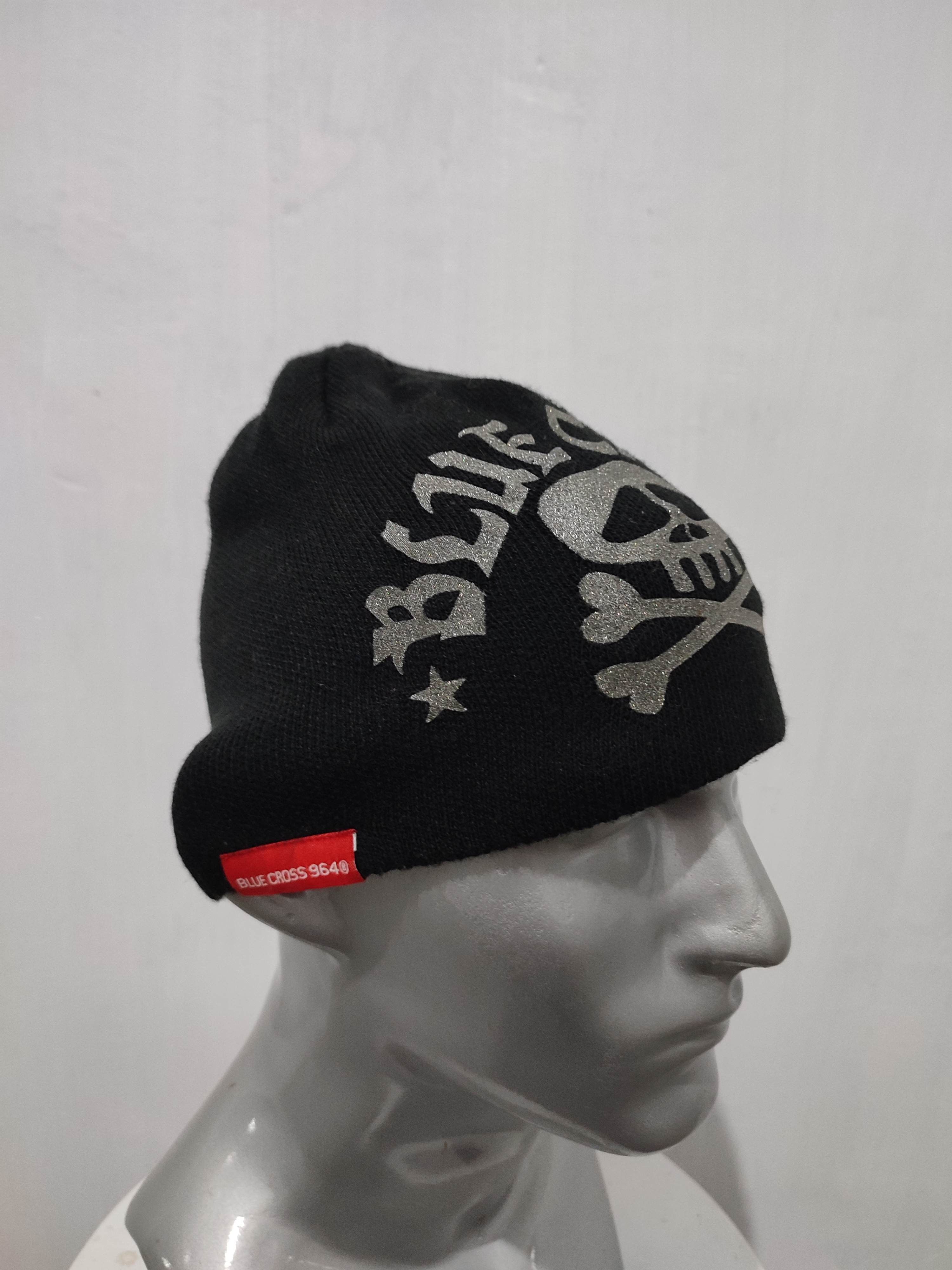 Japanese Brand 🔥Blue Cross Glitter Skull Punk Bondage Beanie hats Size ONE SIZE - 2 Thumbnail