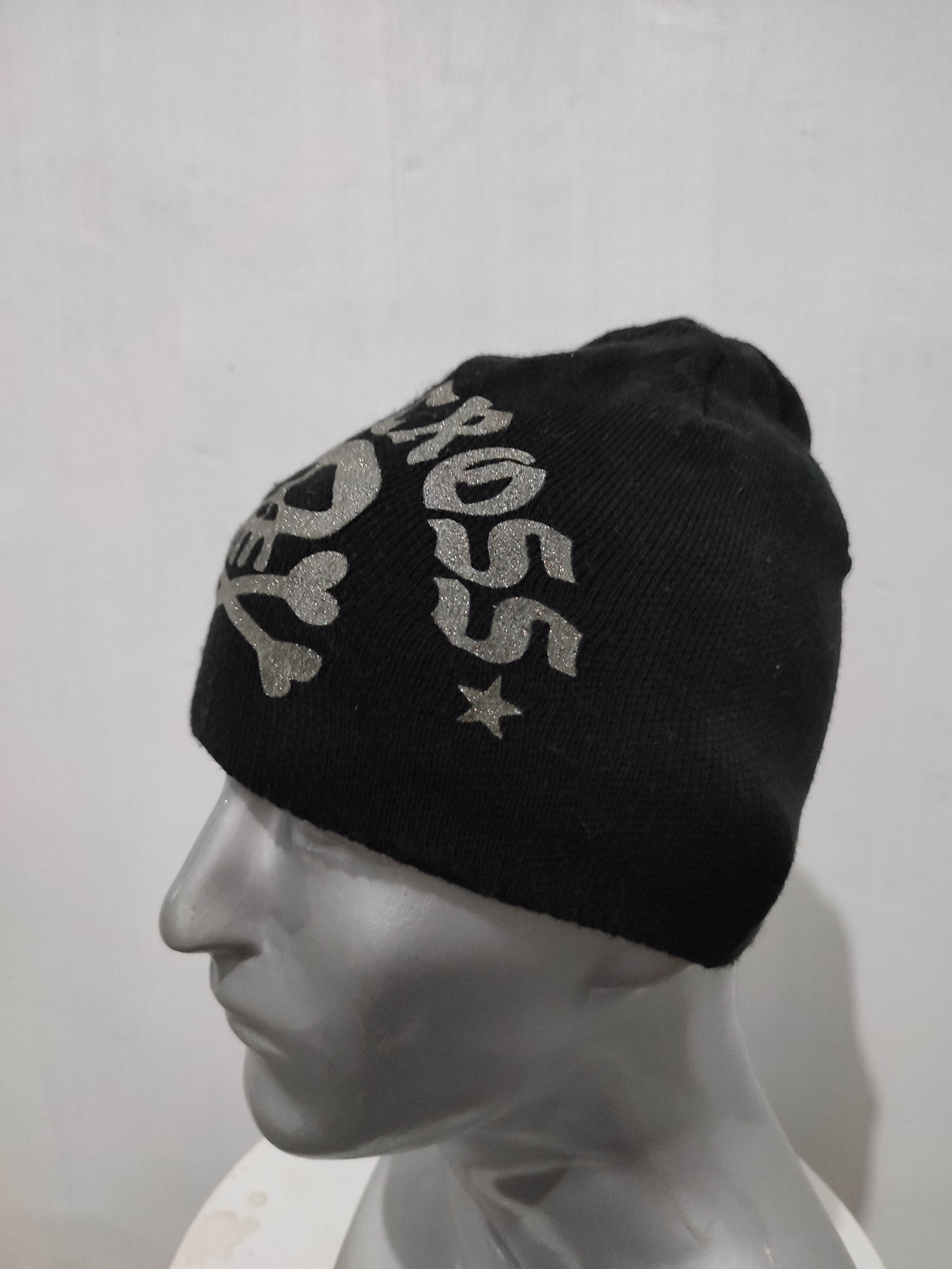 Japanese Brand 🔥Blue Cross Glitter Skull Punk Bondage Beanie hats Size ONE SIZE - 4 Thumbnail