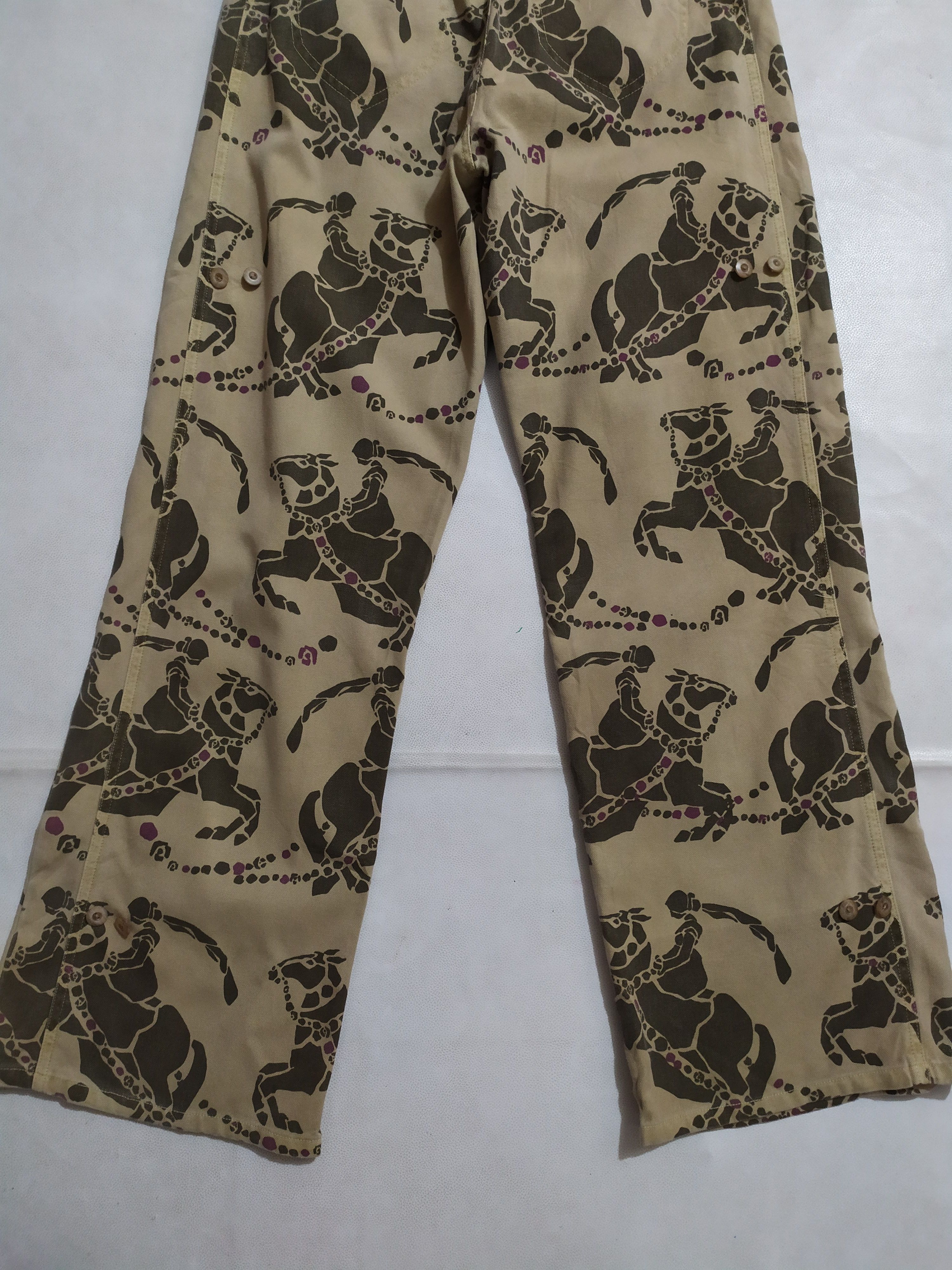 Japanese Brand 🔥Scolar Japan Fullprint Art Knight Horses Nice Design Pants Size US 29 - 8 Thumbnail