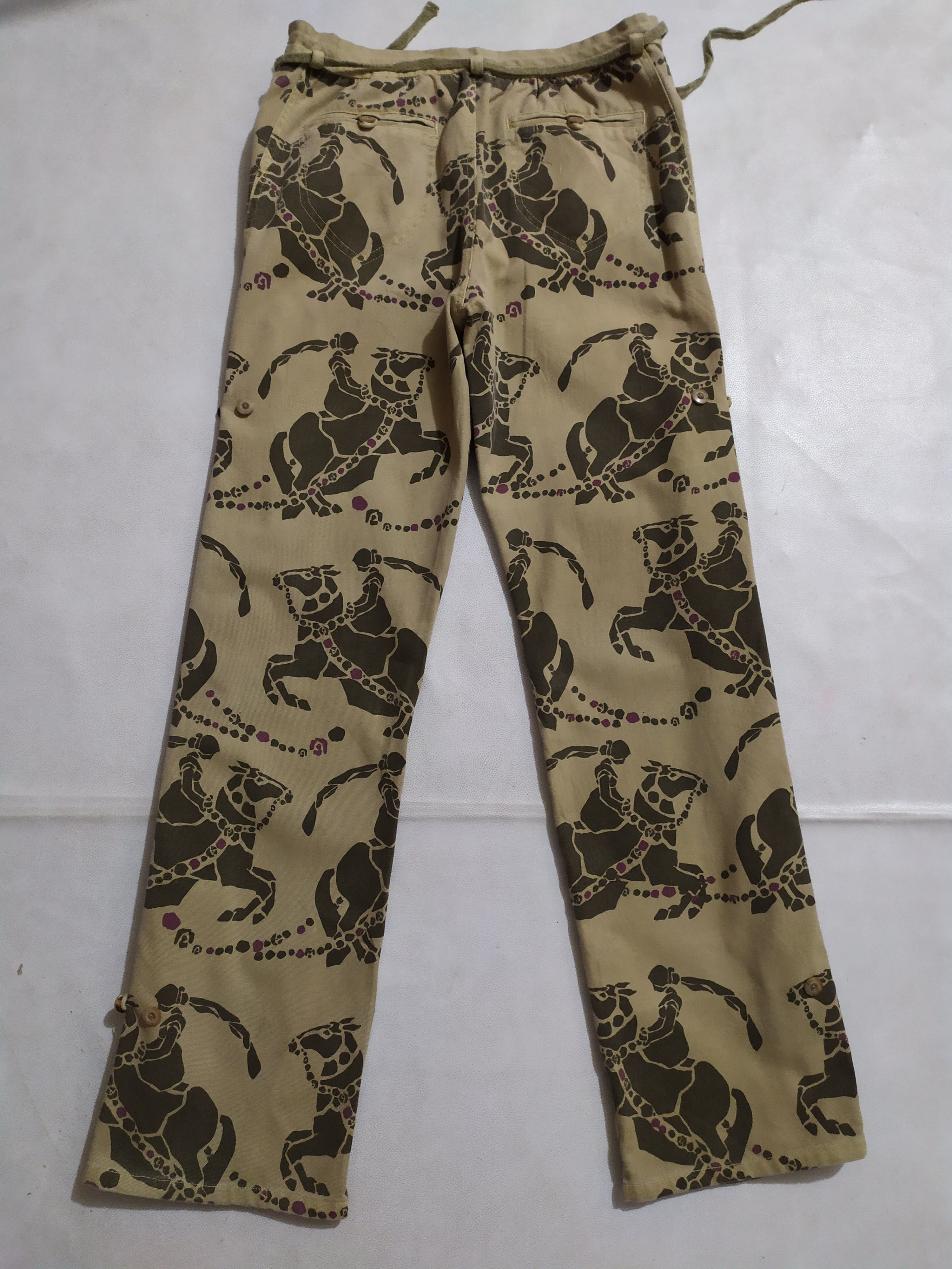 Japanese Brand 🔥Scolar Japan Fullprint Art Knight Horses Nice Design Pants Size US 29 - 2 Thumbnail