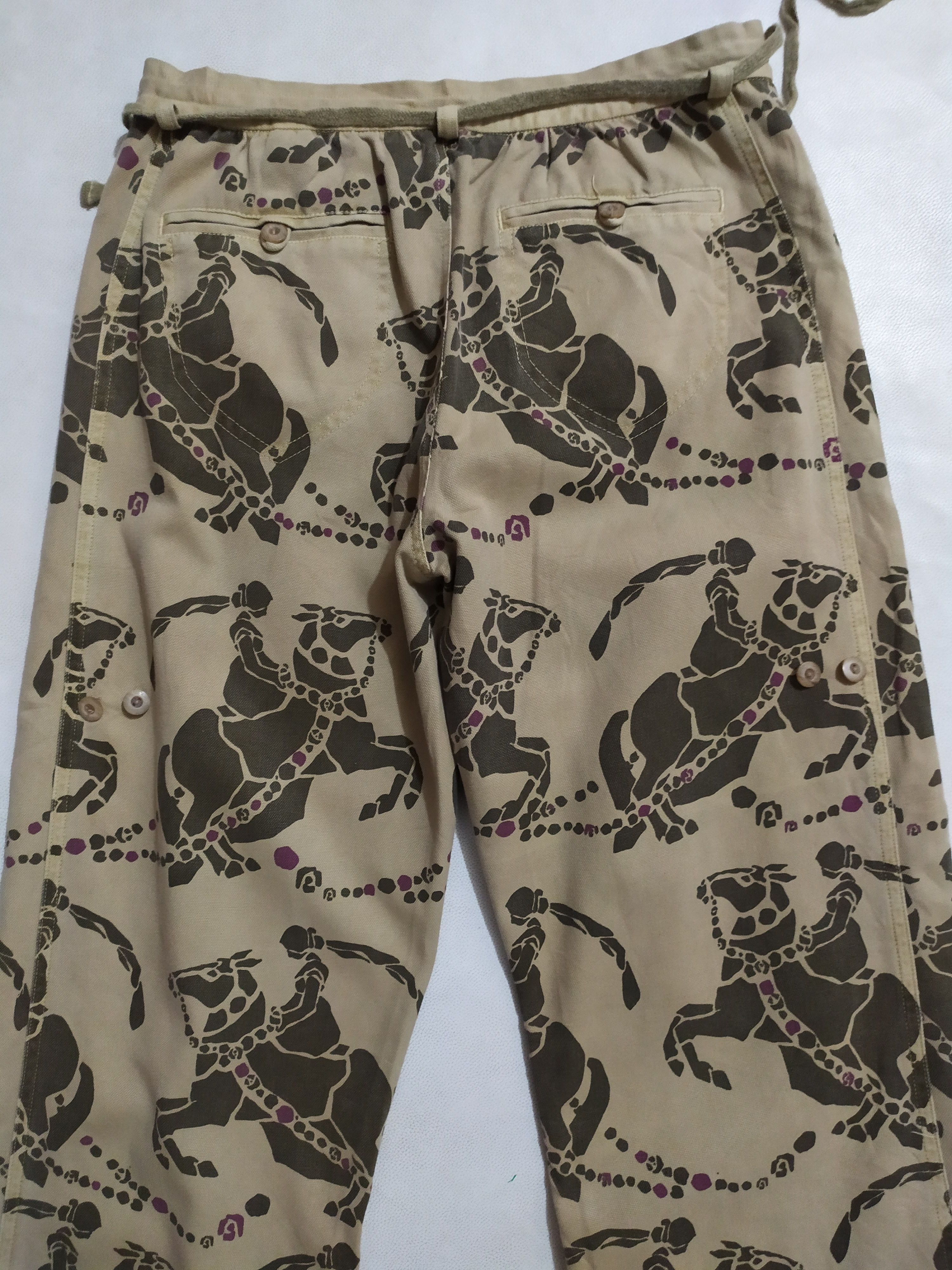 Japanese Brand 🔥Scolar Japan Fullprint Art Knight Horses Nice Design Pants Size US 29 - 7 Thumbnail