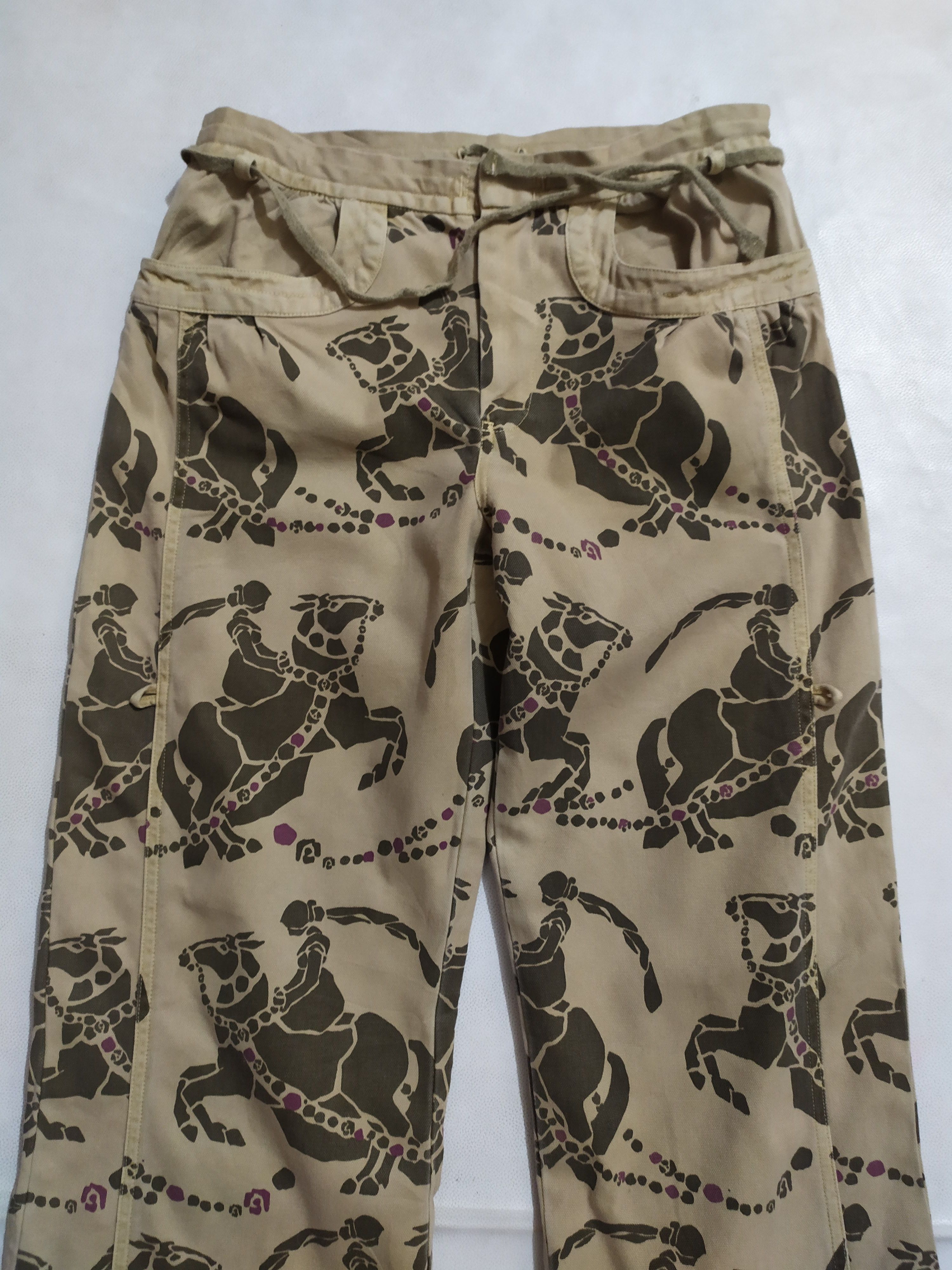Japanese Brand 🔥Scolar Japan Fullprint Art Knight Horses Nice Design Pants Size US 29 - 4 Thumbnail