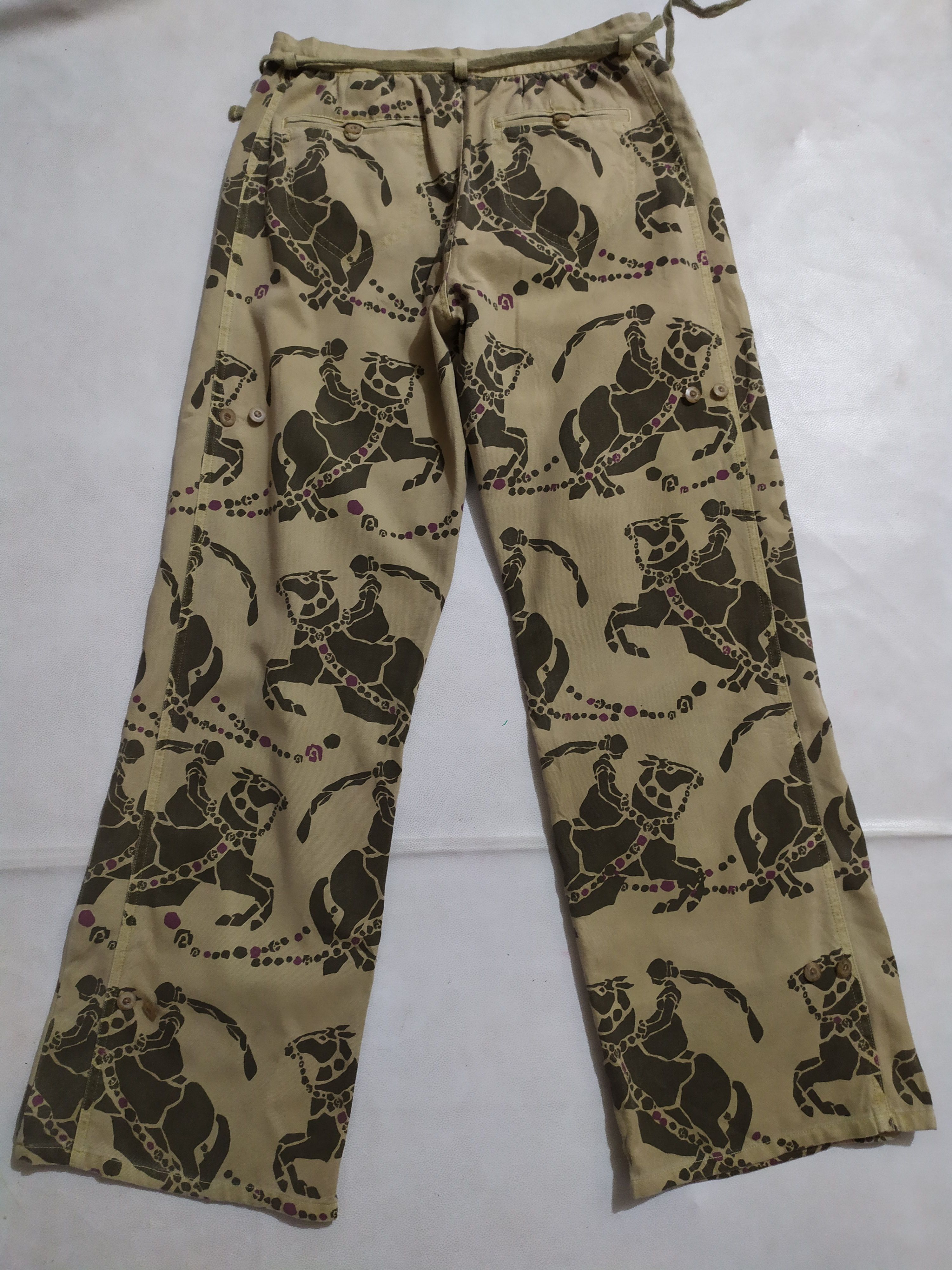 Japanese Brand 🔥Scolar Japan Fullprint Art Knight Horses Nice Design Pants Size US 29 - 6 Thumbnail