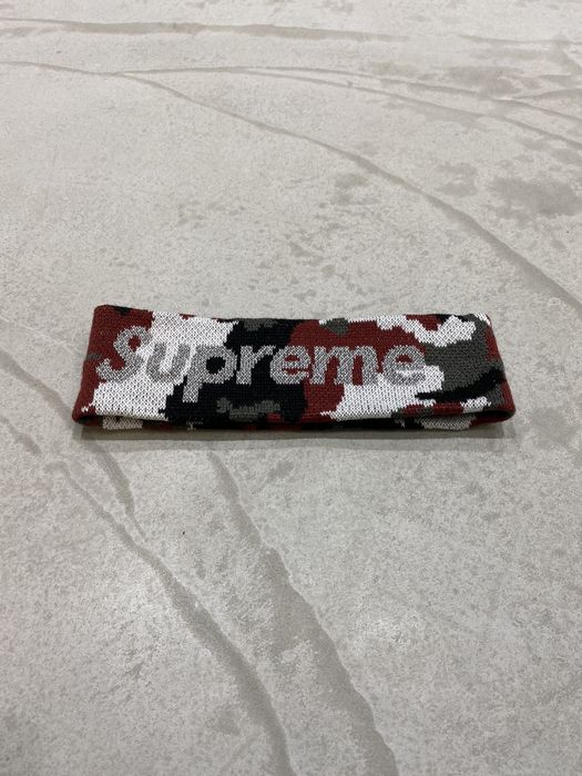 Supreme Supreme x New Era Reflective Logo Headband FW17 Red Camo