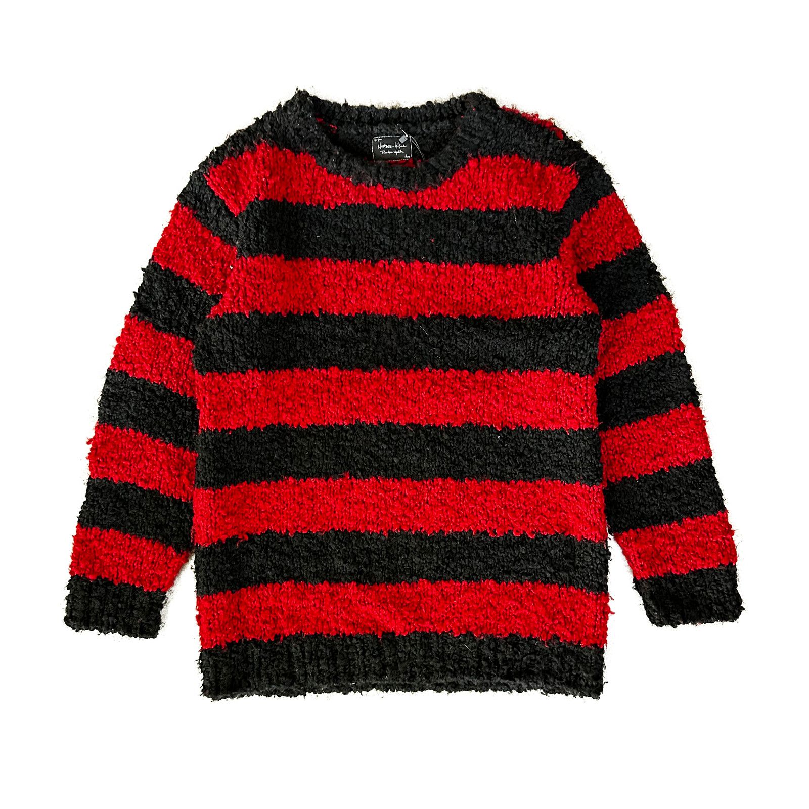 image of Number N Ine Ss/aw03 Striped Grunge Knit Sweater in Black, Men's (Size Medium)