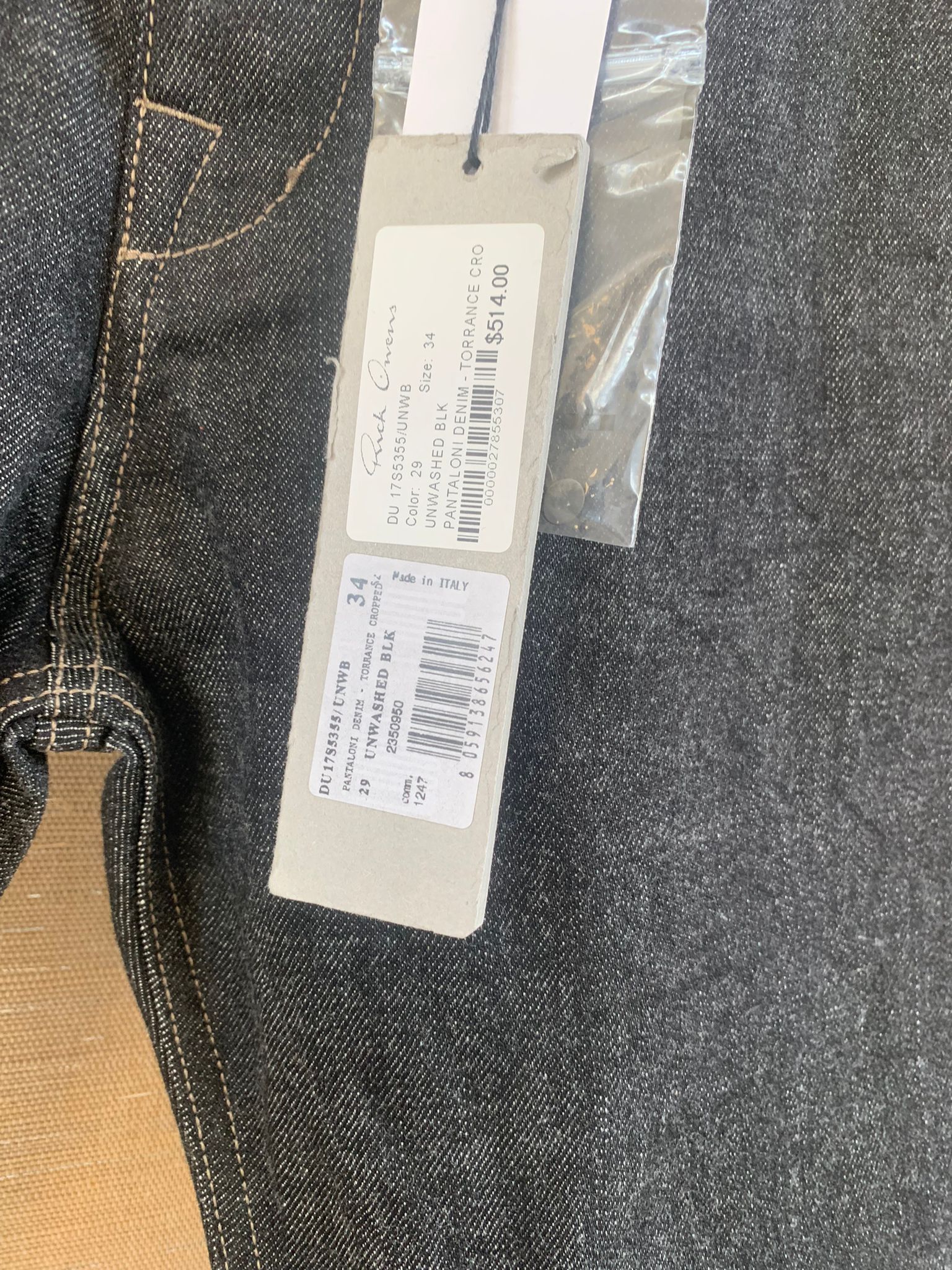 Rick Owens Drkshdw SS17 Torrance Cropped Denim in Unwashed Black Size US 34 / EU 50 - 7 Thumbnail