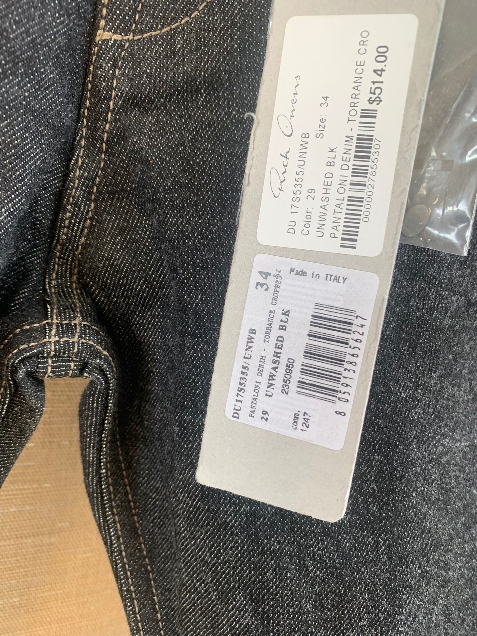 Rick Owens Drkshdw SS17 Torrance Cropped Denim in Unwashed Black Size US 34 / EU 50 - 8 Thumbnail