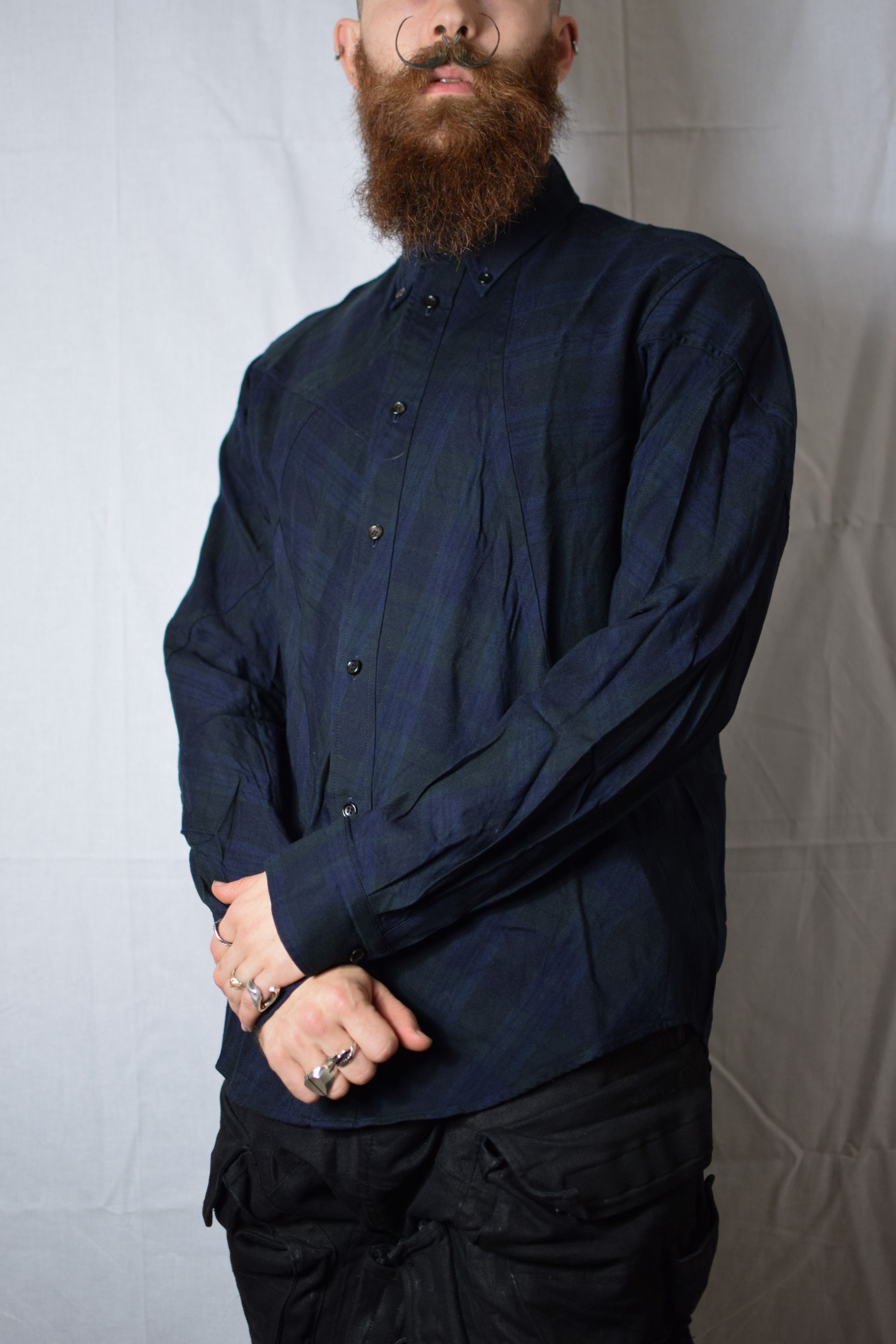 image of Yohji Yamamoto YYPH Asymmetrical Check Shirt, Men's (Size Medium)
